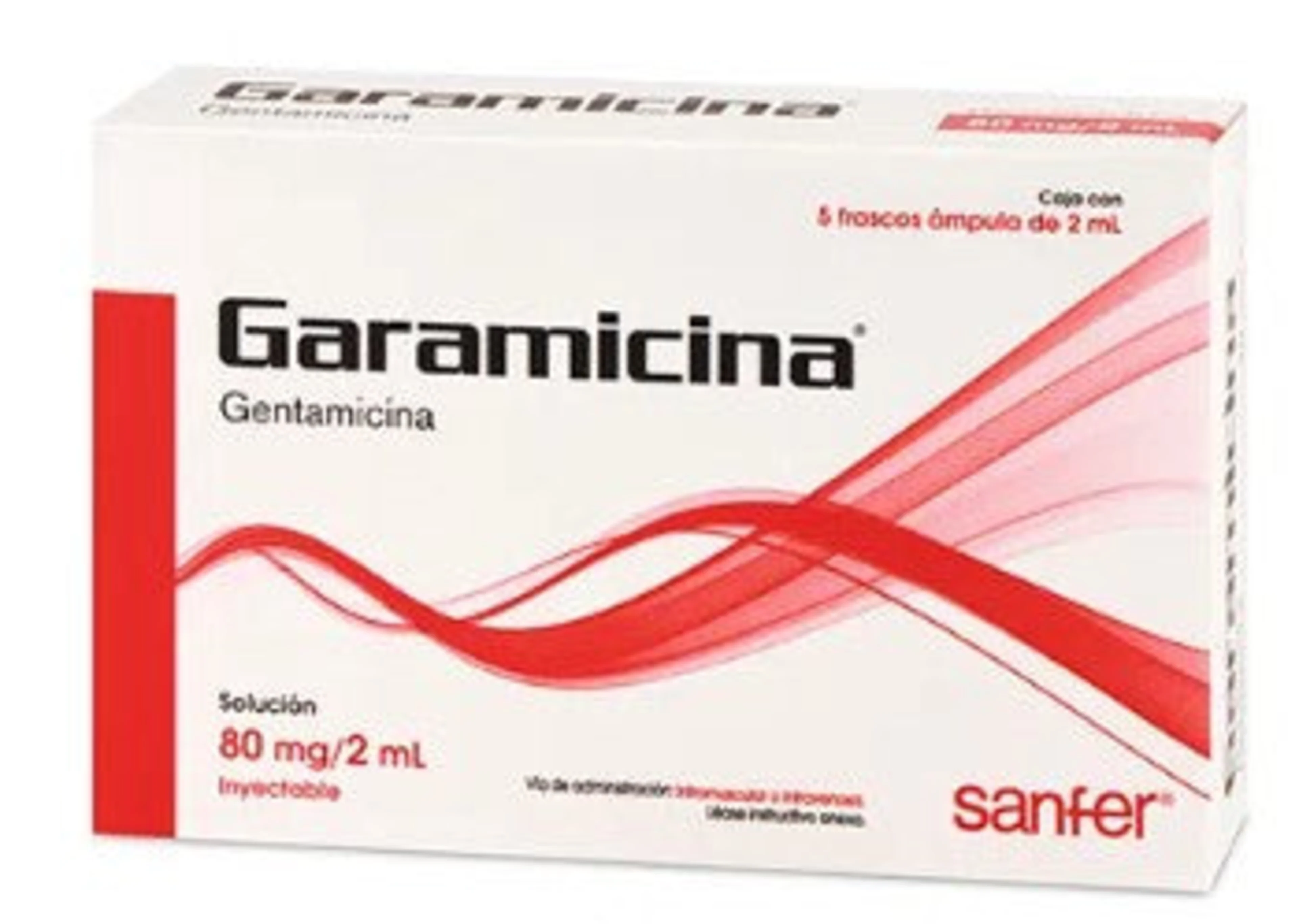 Garamicina Gentamicina 80 Mg / 2 Ml Solución Inyectable Con 5 Frascos