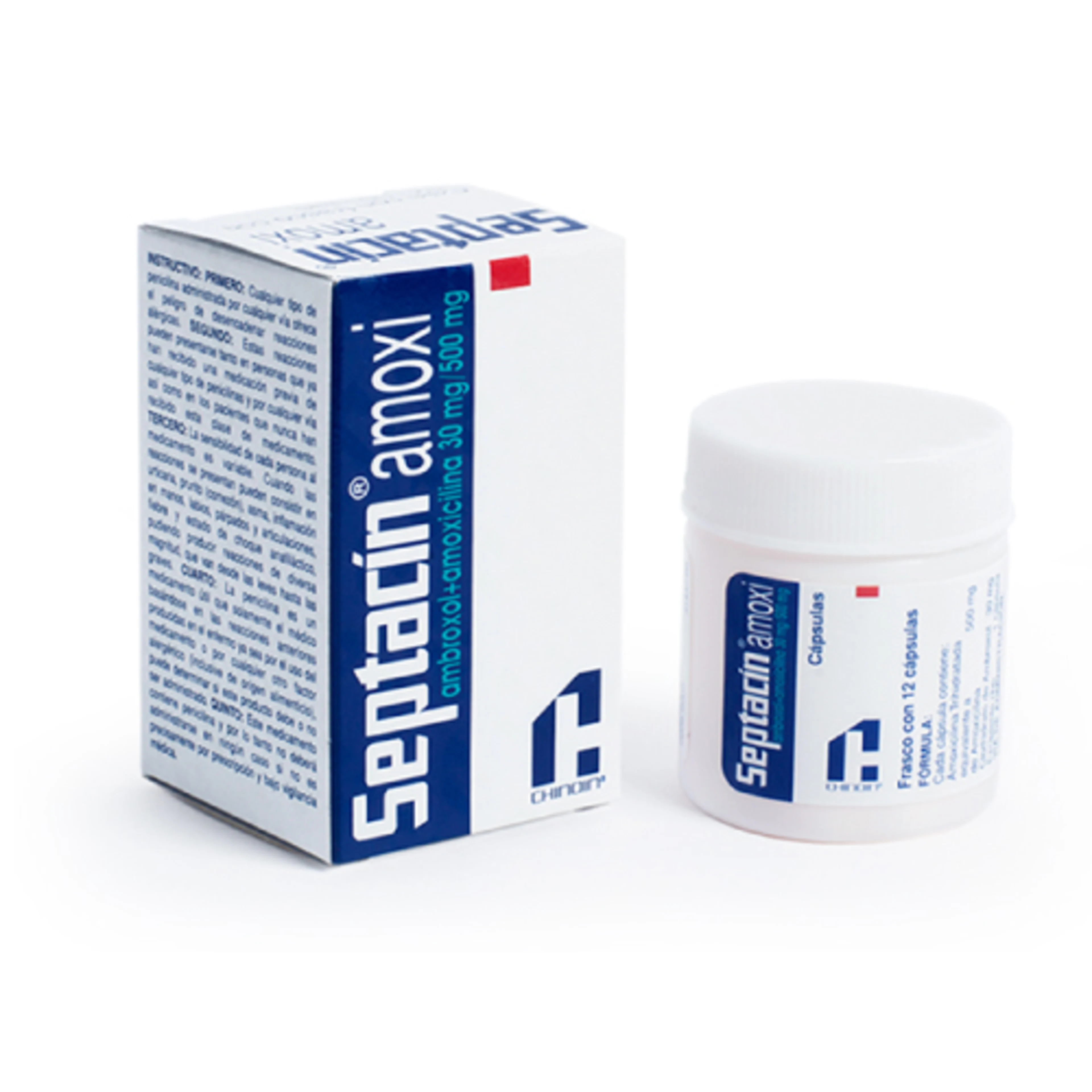 Septacin Amoxi Ambroxol Amoxicilina 30/500 Mg Con 12 Cápsulas