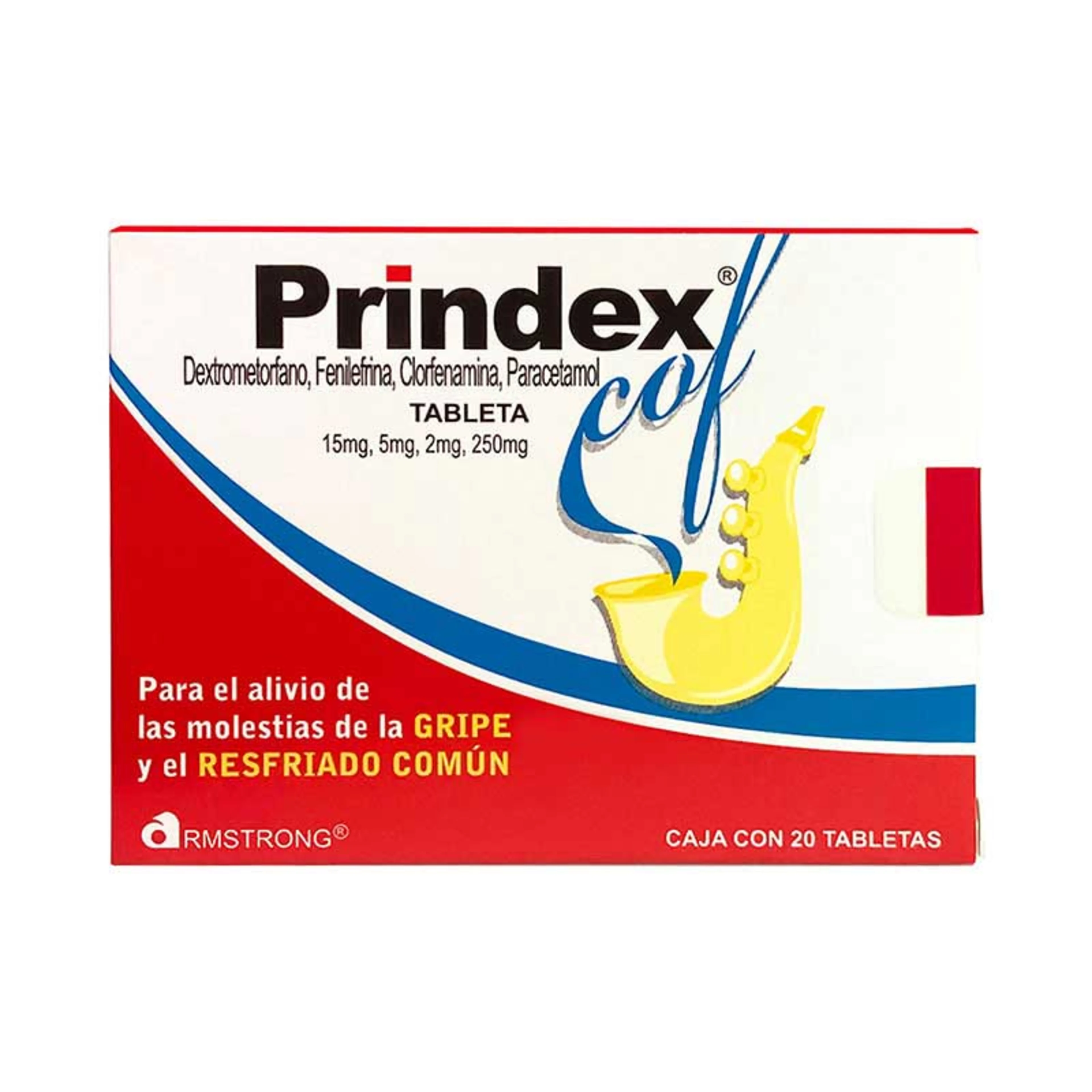 Prindex Cof 15/5/2/250 Mg Con 20 Tabletas