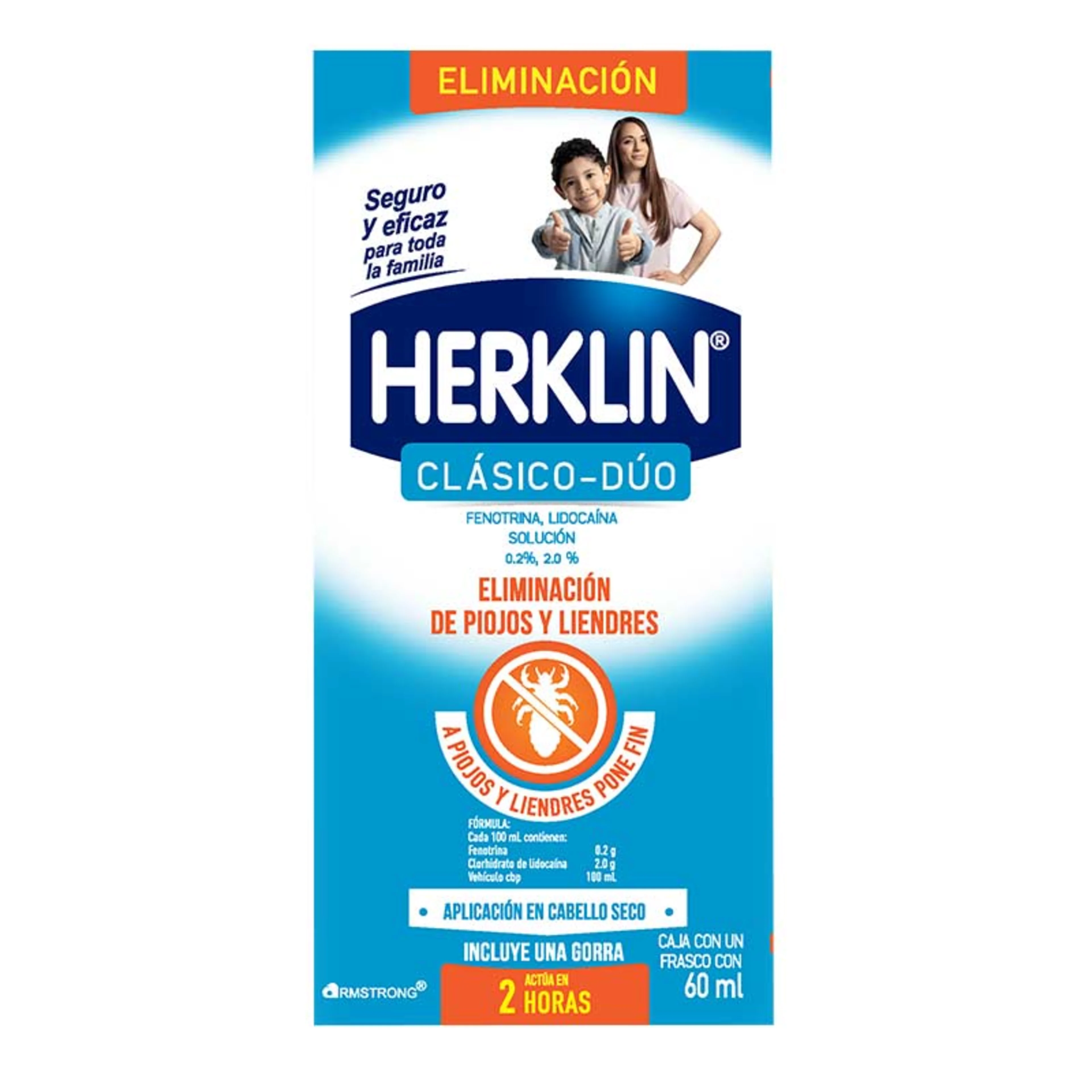 Herklin Clásico-Dúo 0.2/2 % Solución Para Piojos Y Liendres Con 60 Ml