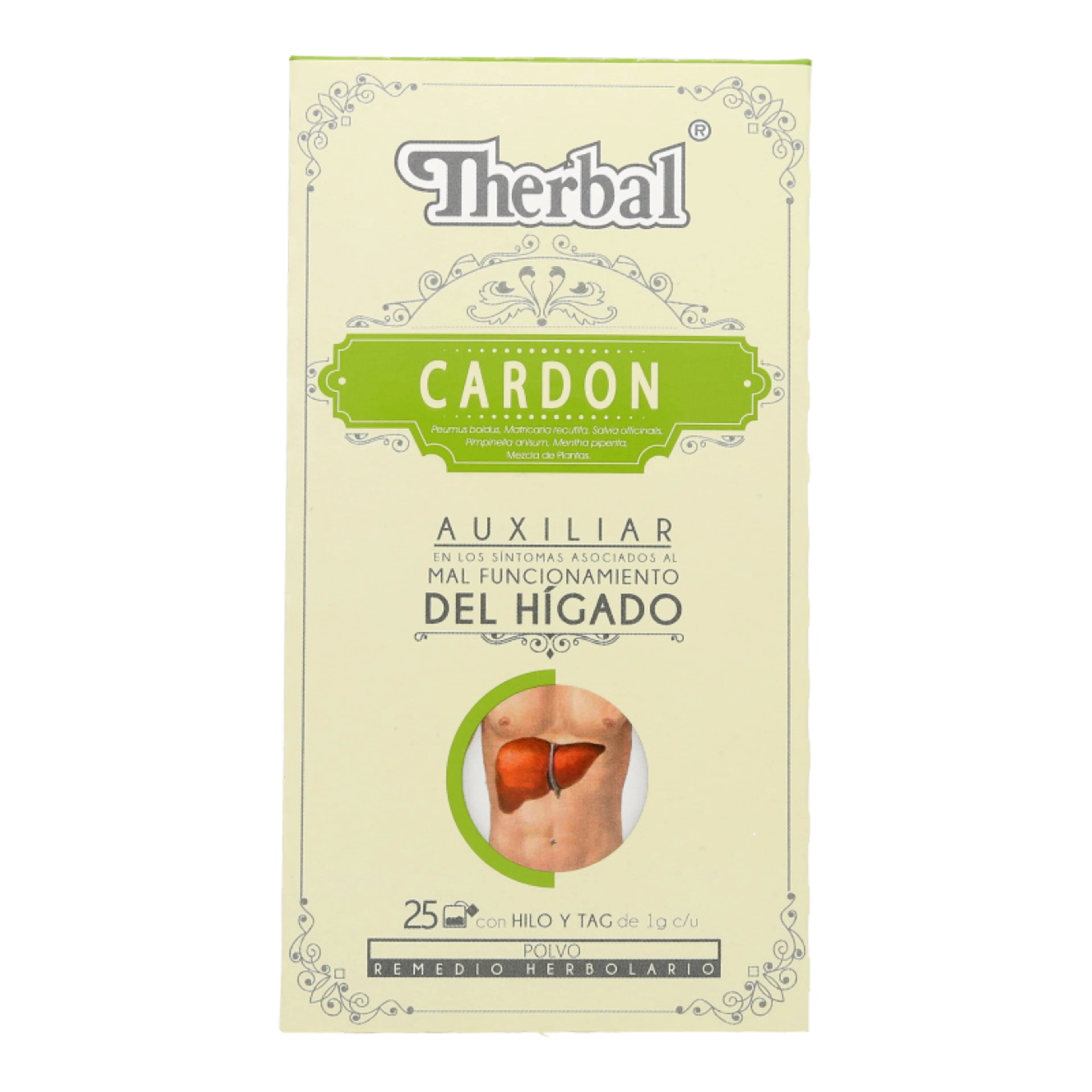 Therbal cardón té de boldo remedio herbolario 25 sobres caja