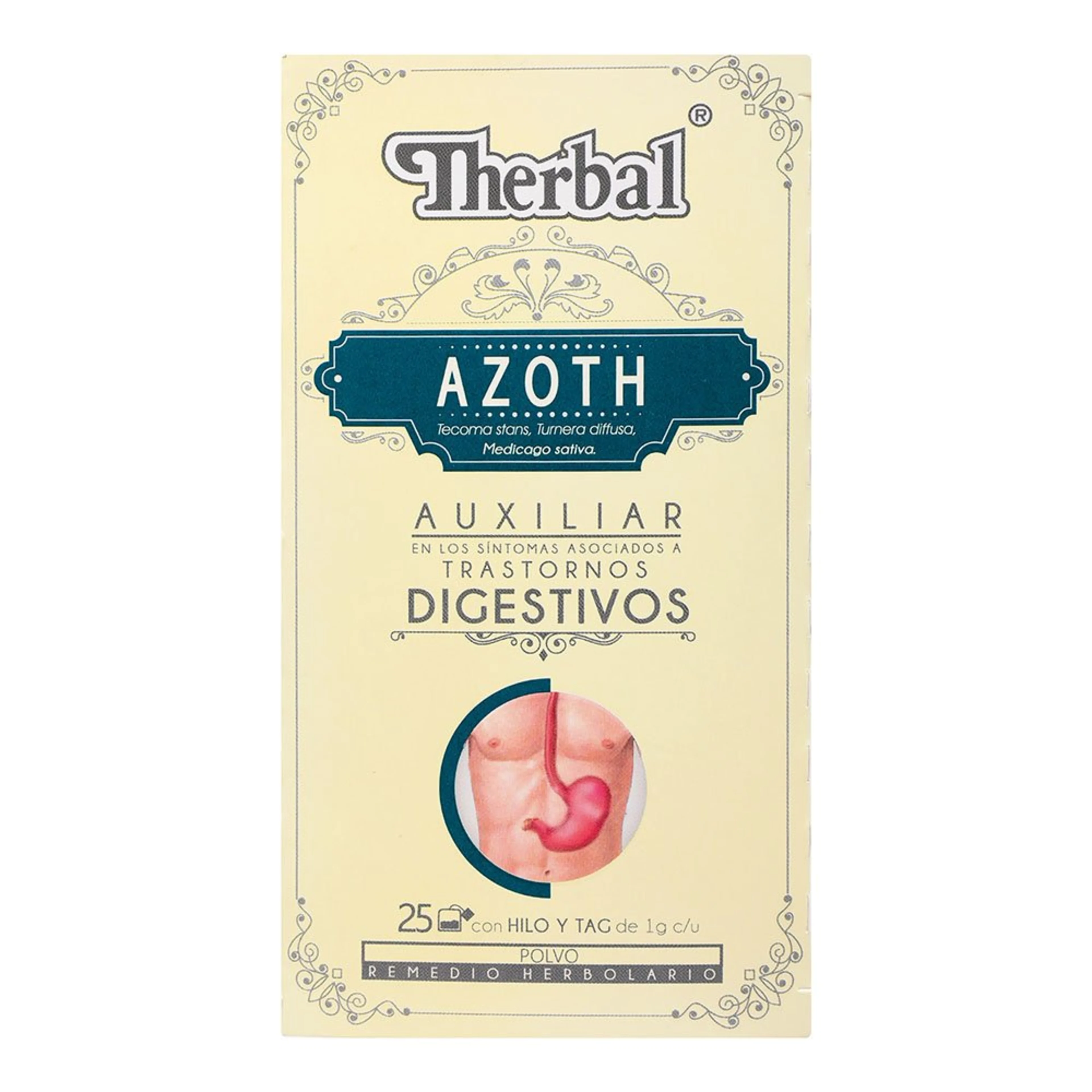 Therbal azoth té de tronadora alfalfa remedio herbolario 25 sobres caja