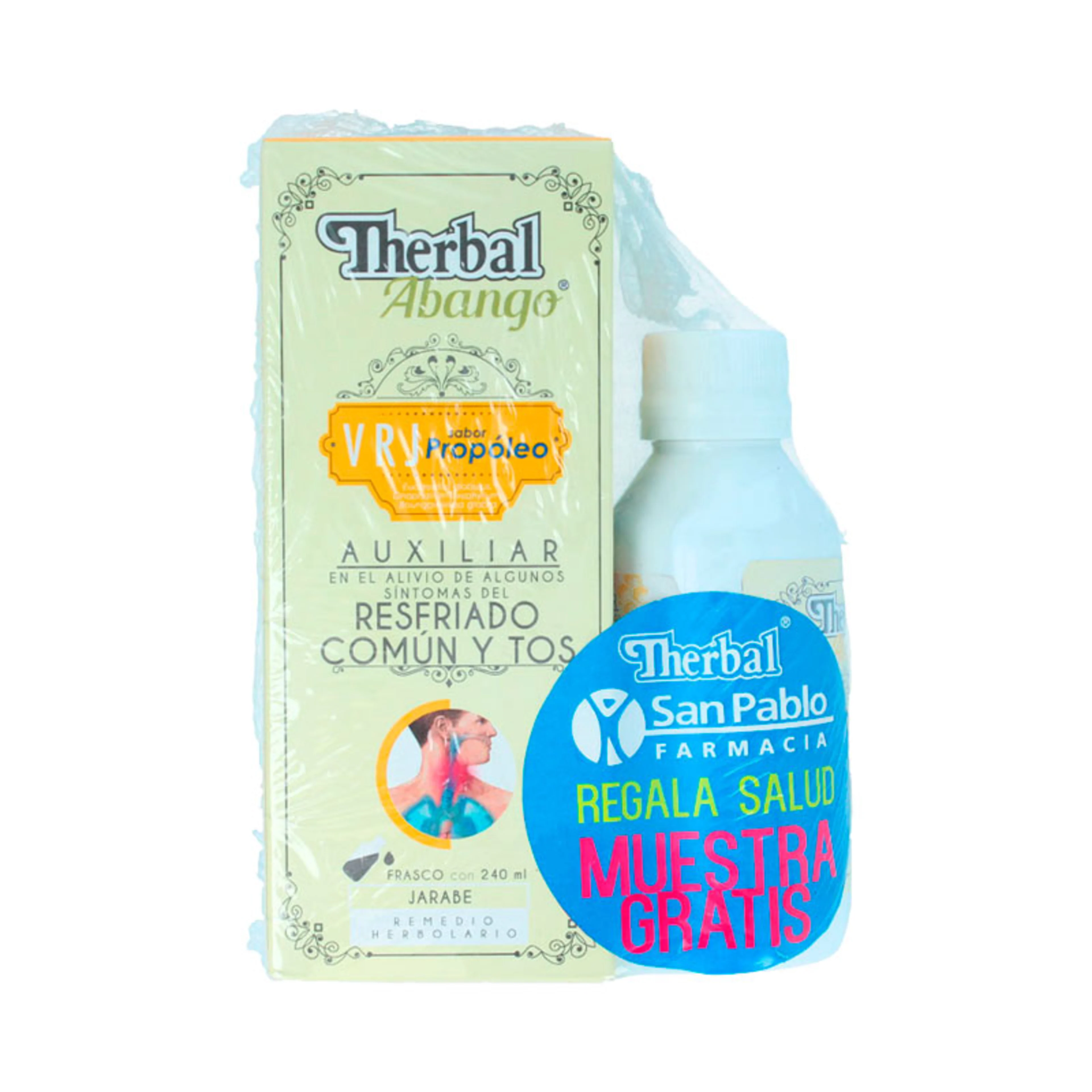 Therbal abango duopack jarabe vrj sabor propóleo de 240ml+120ml auxiliar resfriado y tos 2 piezas paquete extracto fuido de eucalipto 0.5 ml