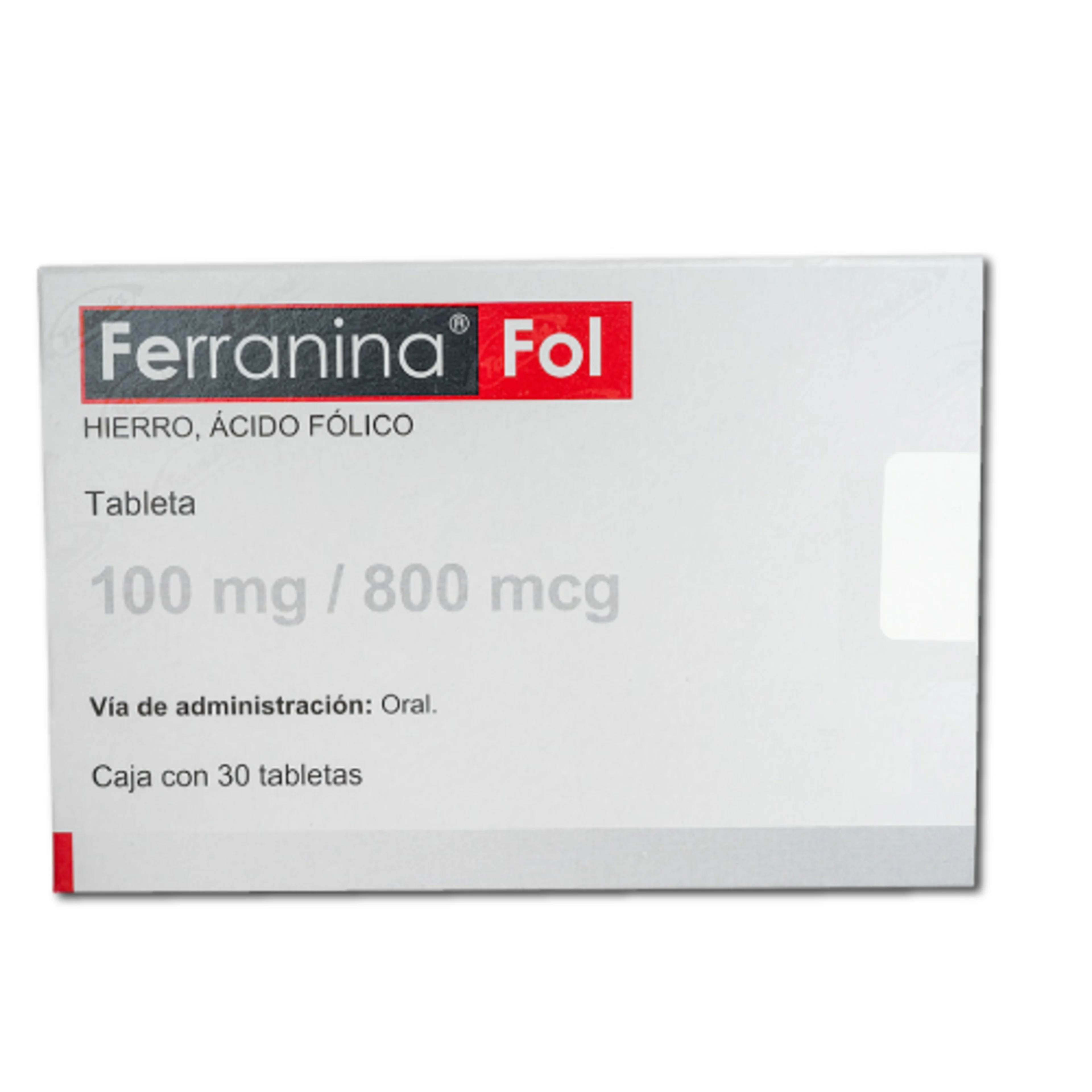 Ferranina Fol 100 Mg/800 Mcg Con 30 Tabletas