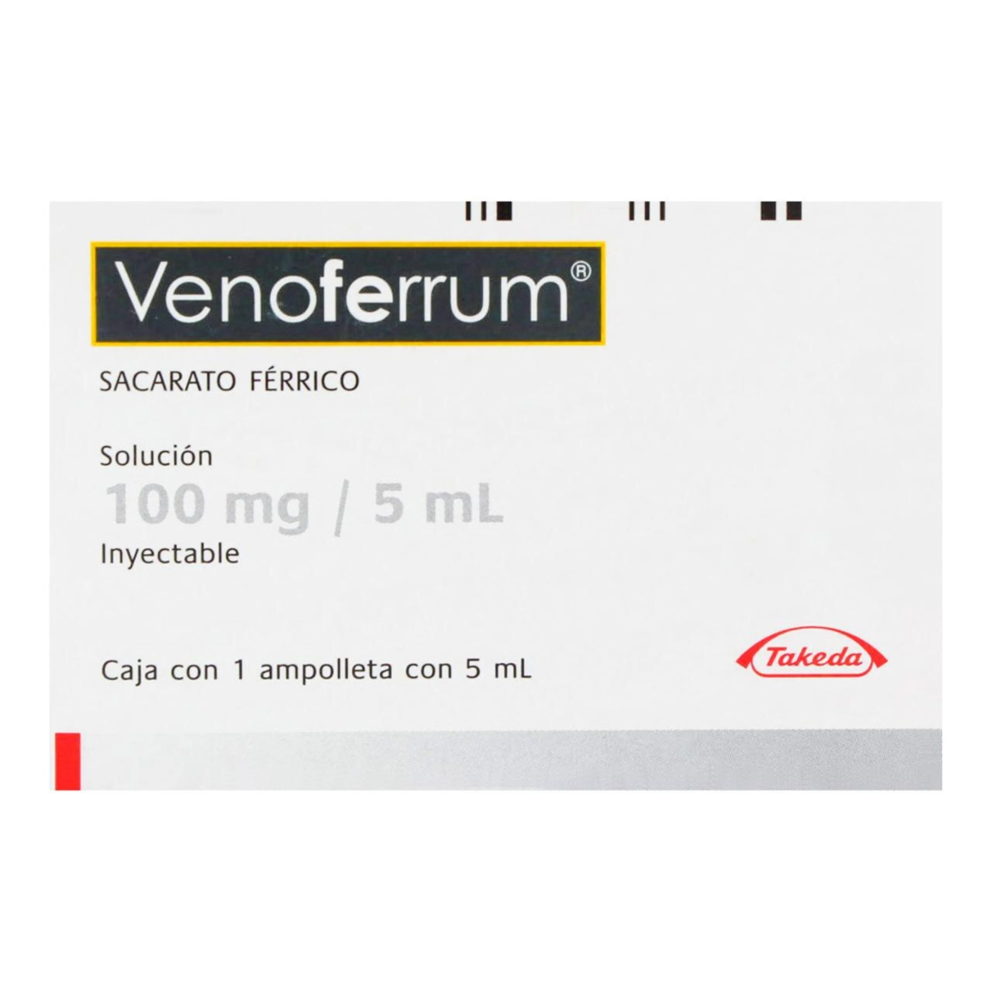 Venoferrum 100 Mg Solución Inyectable Con 1 Ampolleta