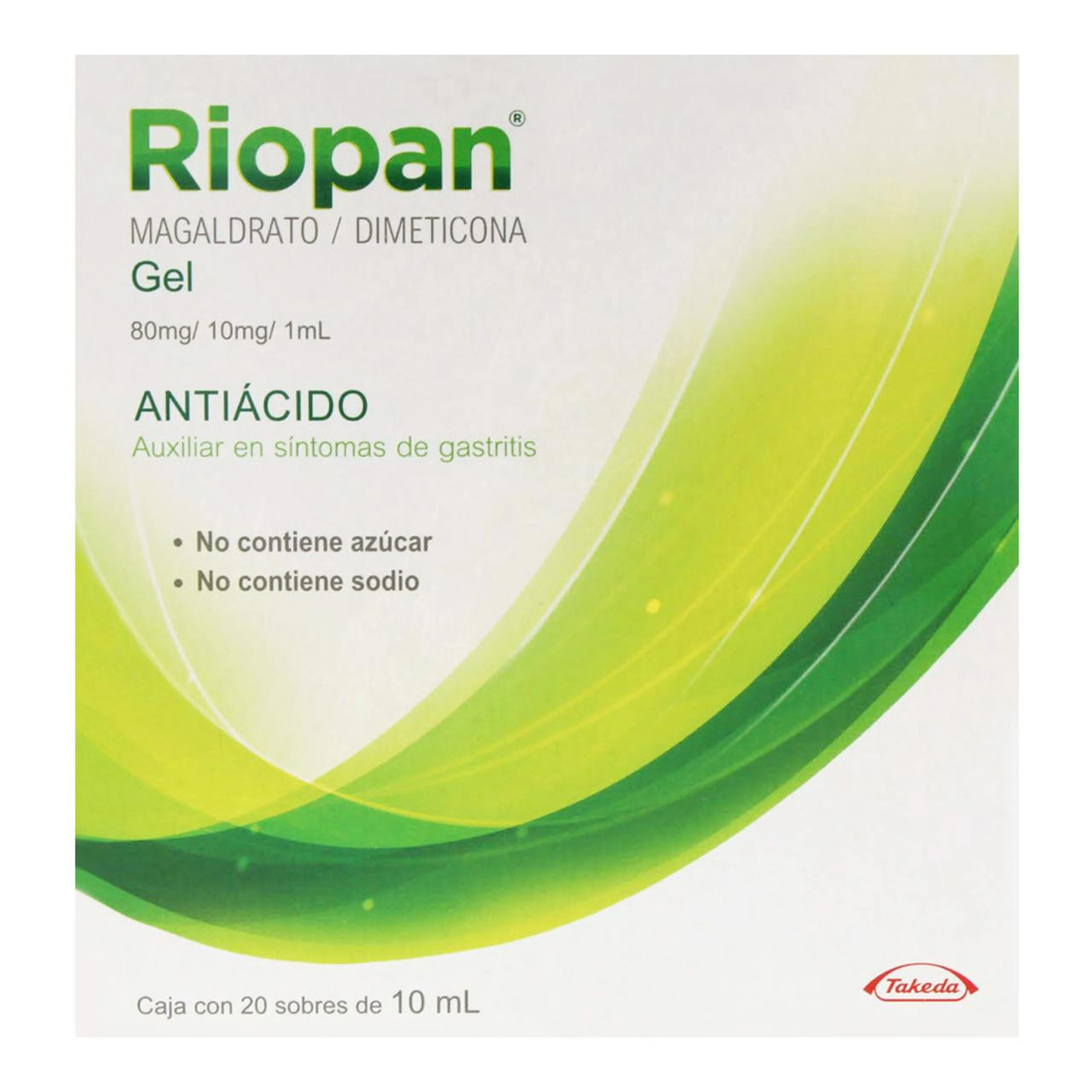 Riopan 80/10 Mg Con 20 Sobres De 10 Ml De Gel