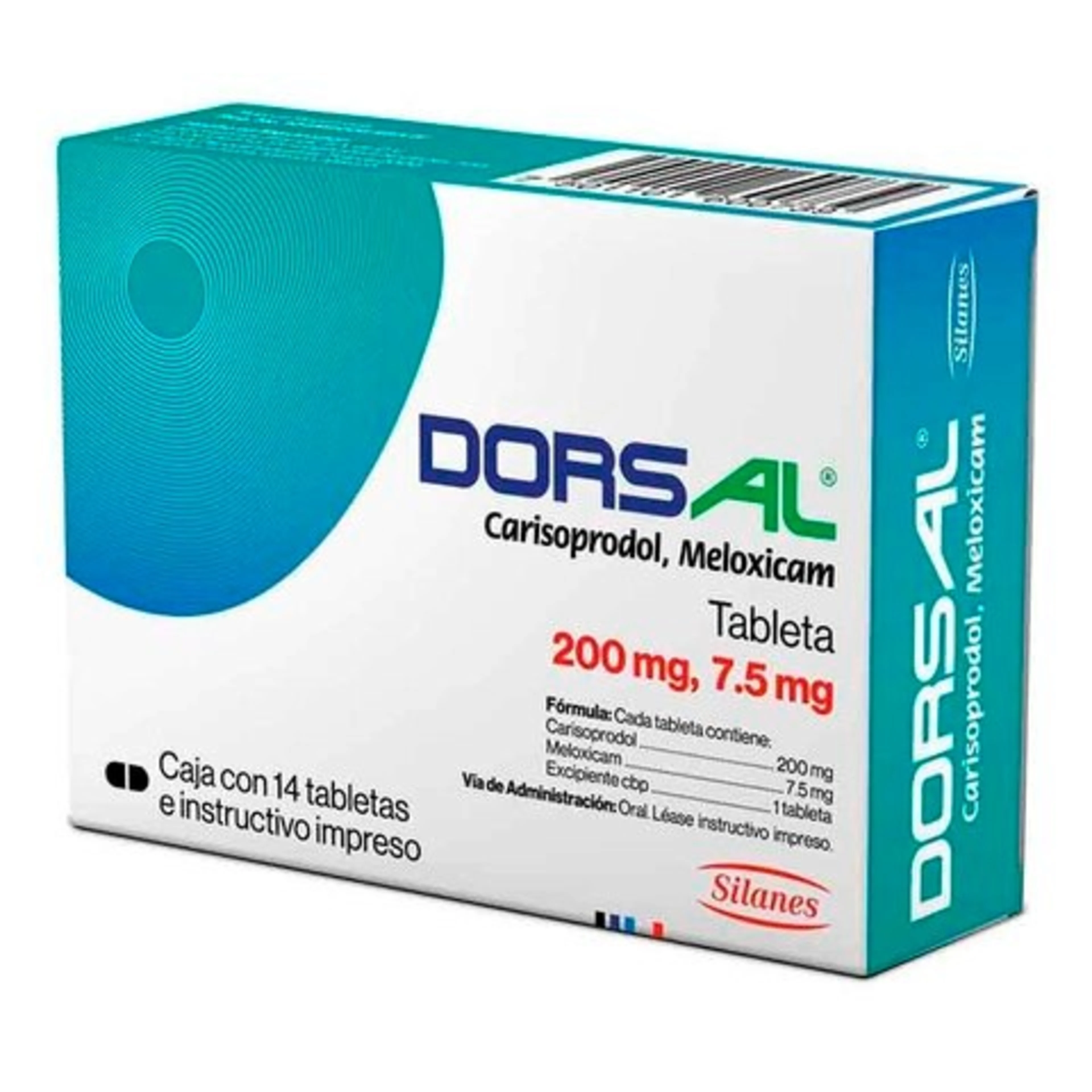 Dorsal Carisoprodol 200 Mg Meloxicam 7.5 Mg Con 14 Tabletas