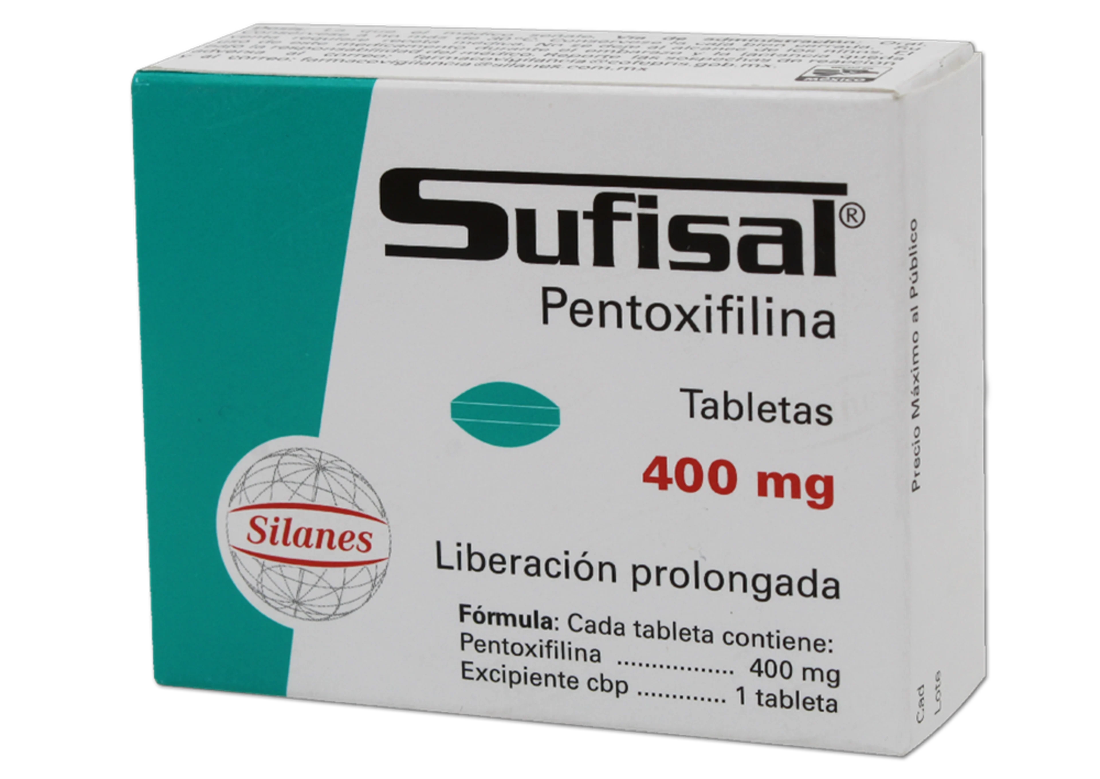 Sufisal 30 tabletas caja pentoxifilina 400 mg