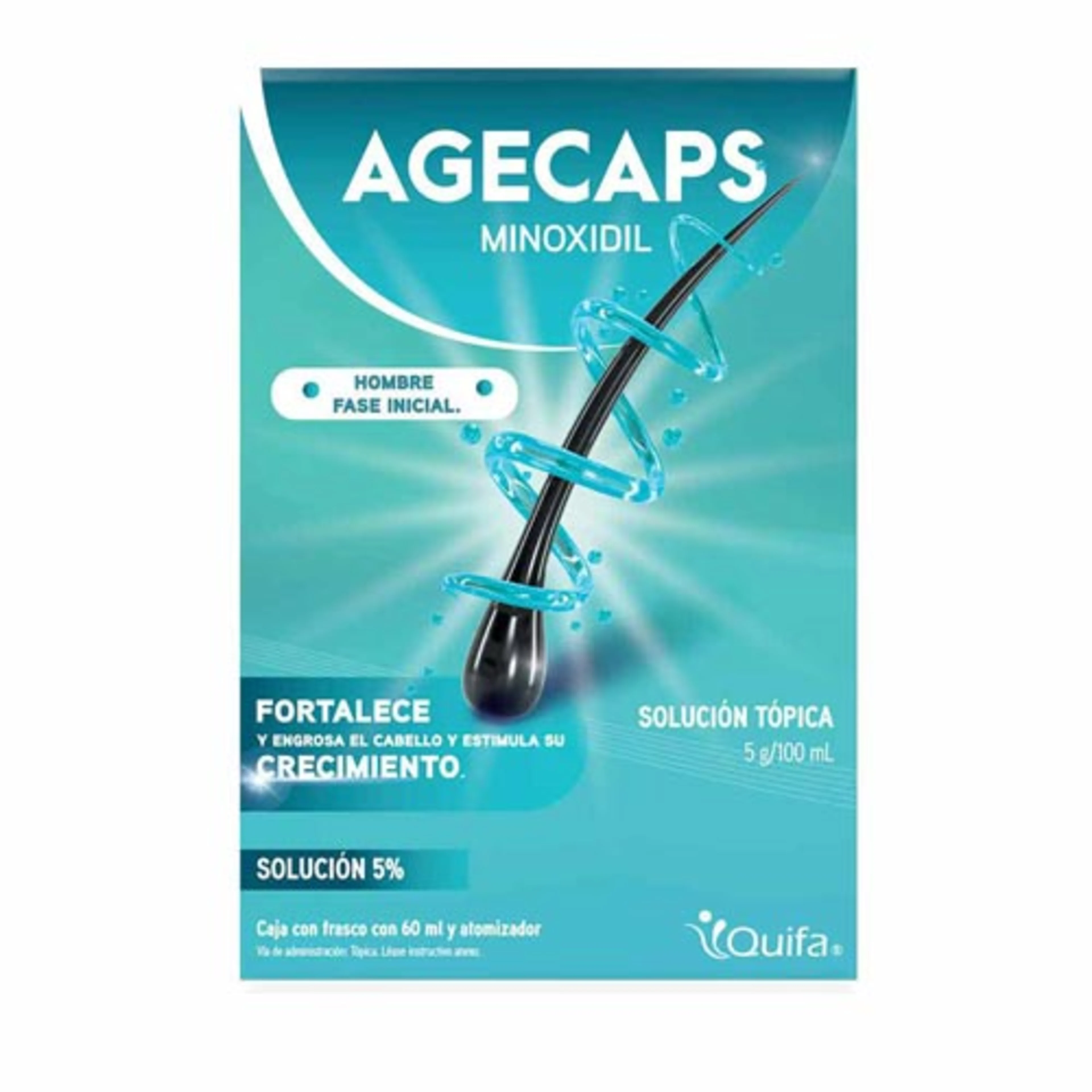 Agecaps Hombre Minoxidil 5 % Solución Con 60 Ml