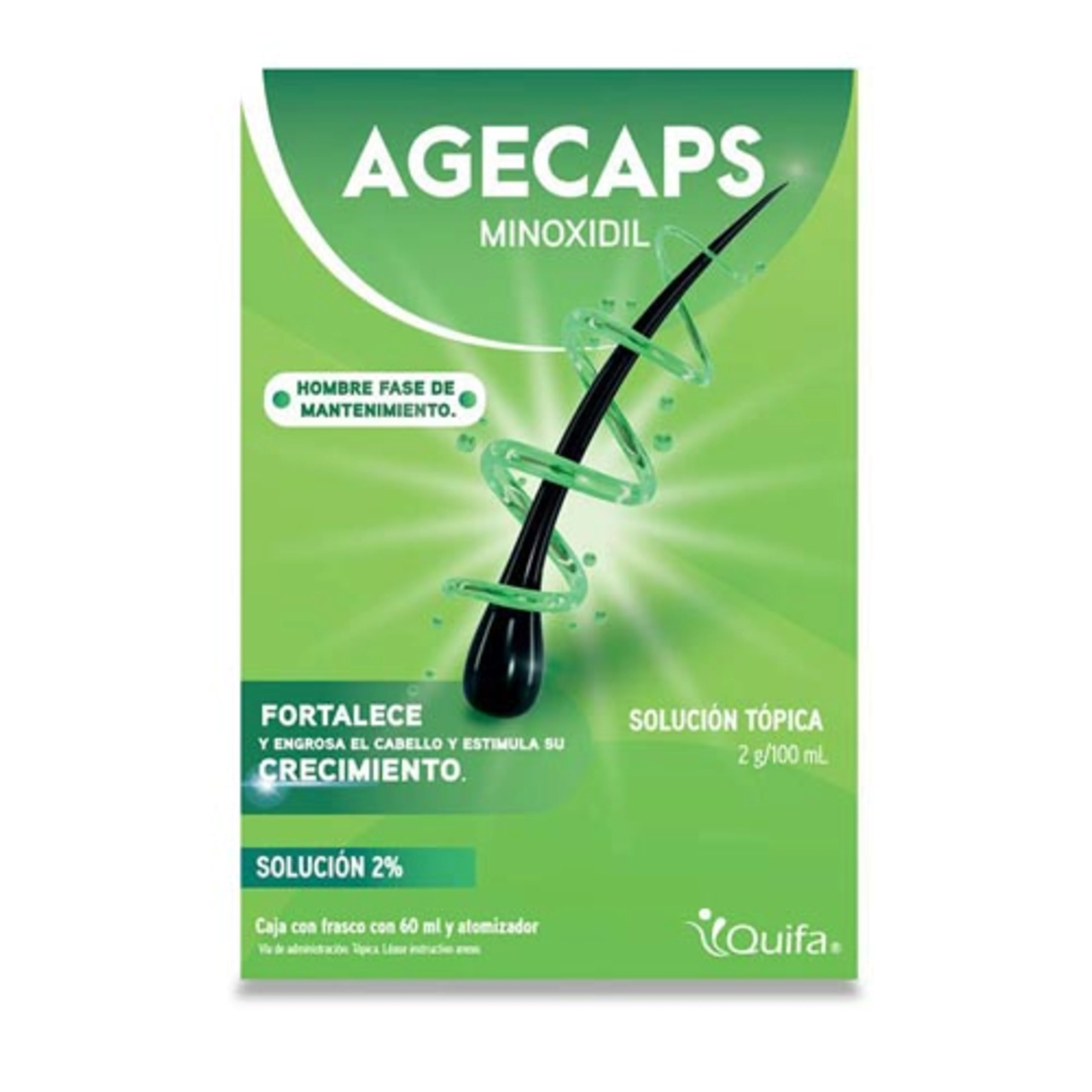 Agecaps Hombre Minoxidil 2 % Solución Con 60 Ml