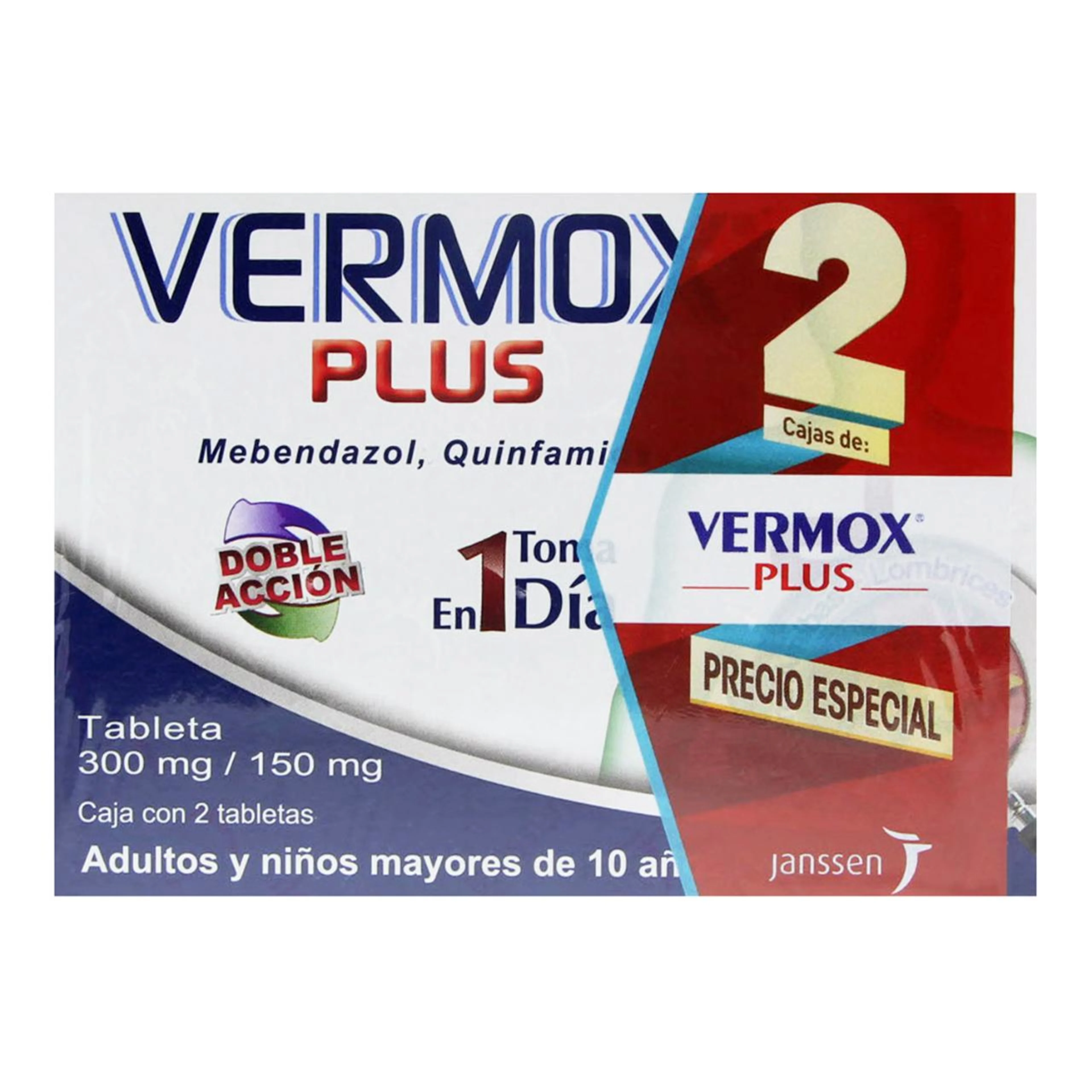 Vermox Plus 300/150 Mg Con 2 Tabletas Duopack