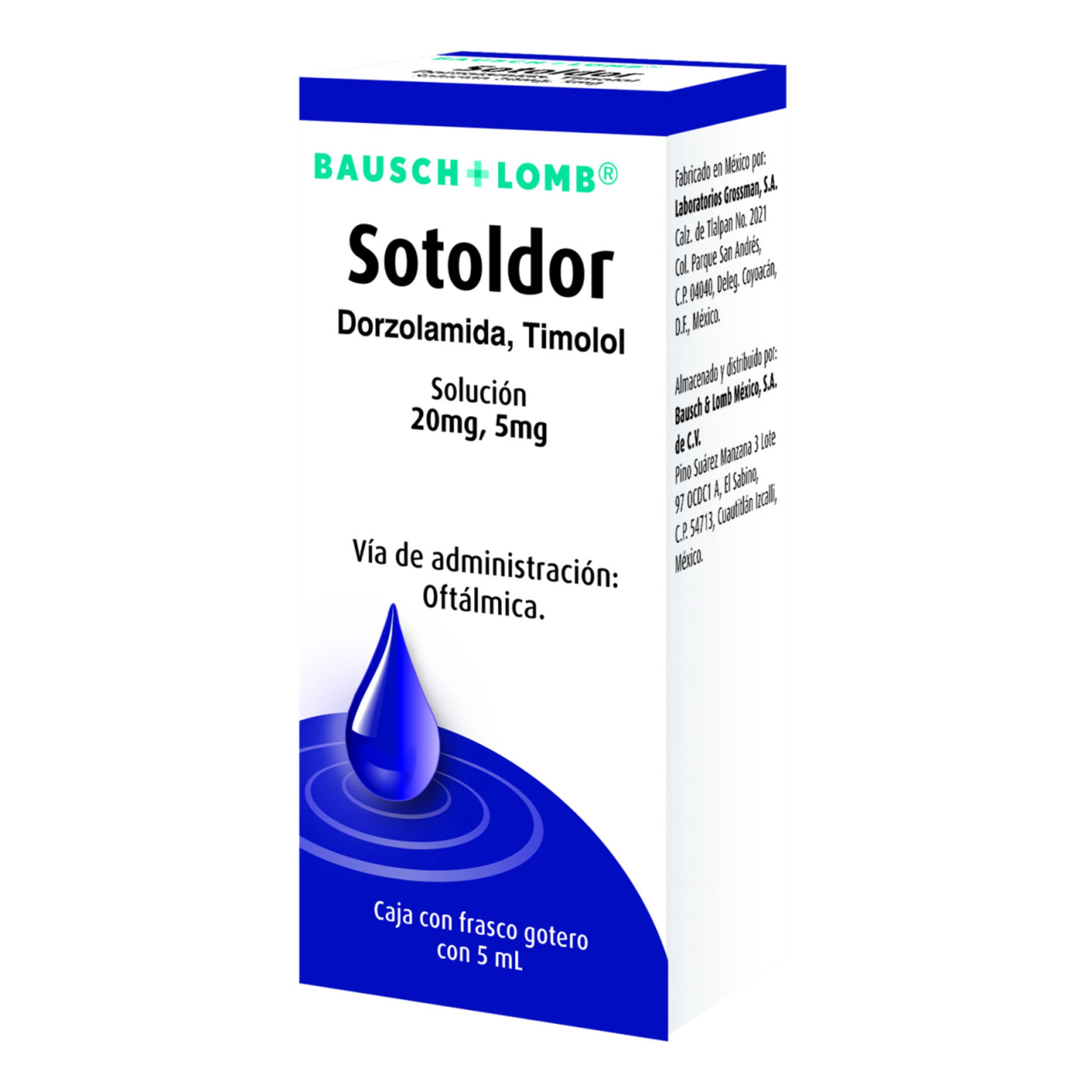 Sotoldor dorzolamida 20 mg timolol 5 mg con 1 gotero