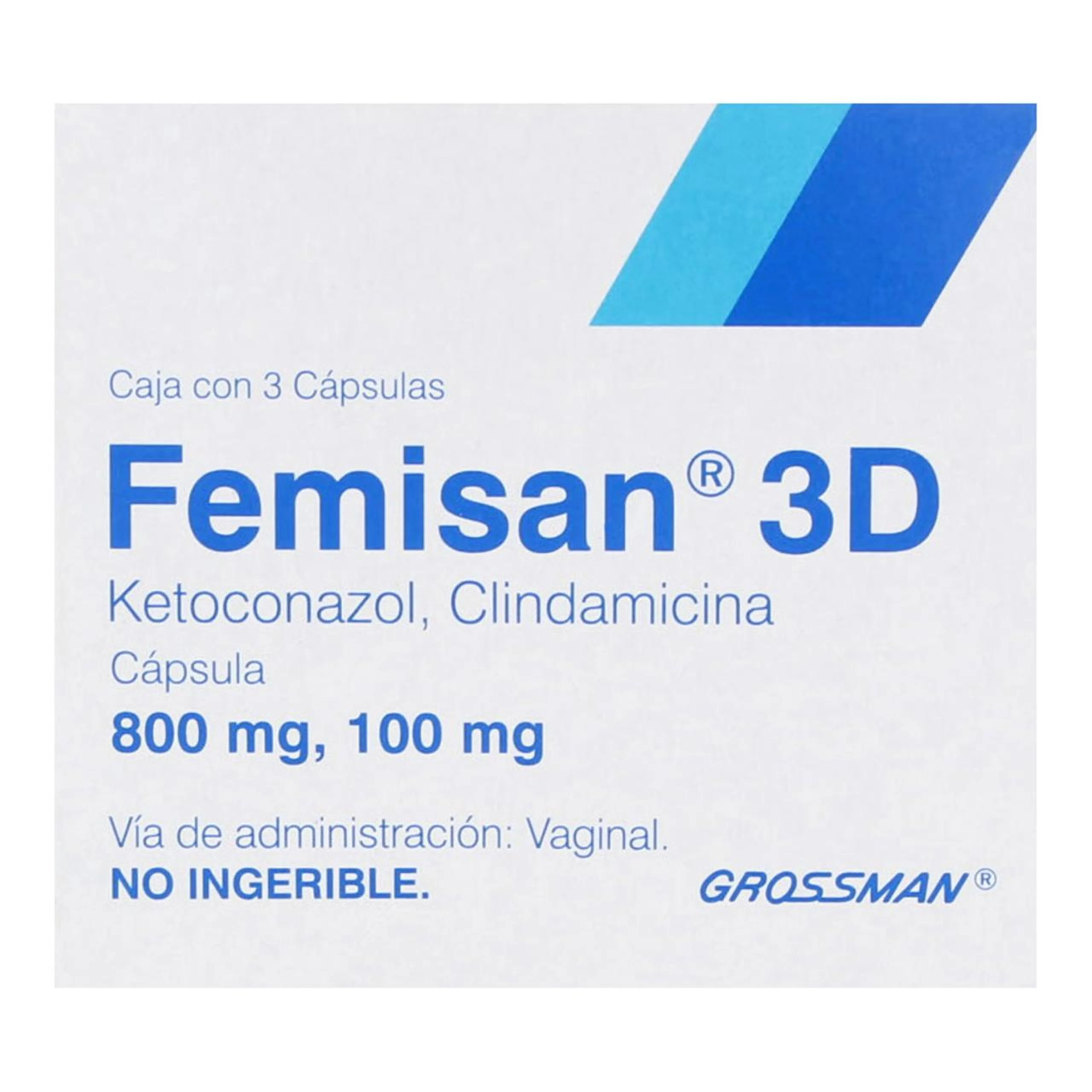 Femisan 3D Clindamicina Ketoconazol 800/100 Mg Con 3 Cápsulas