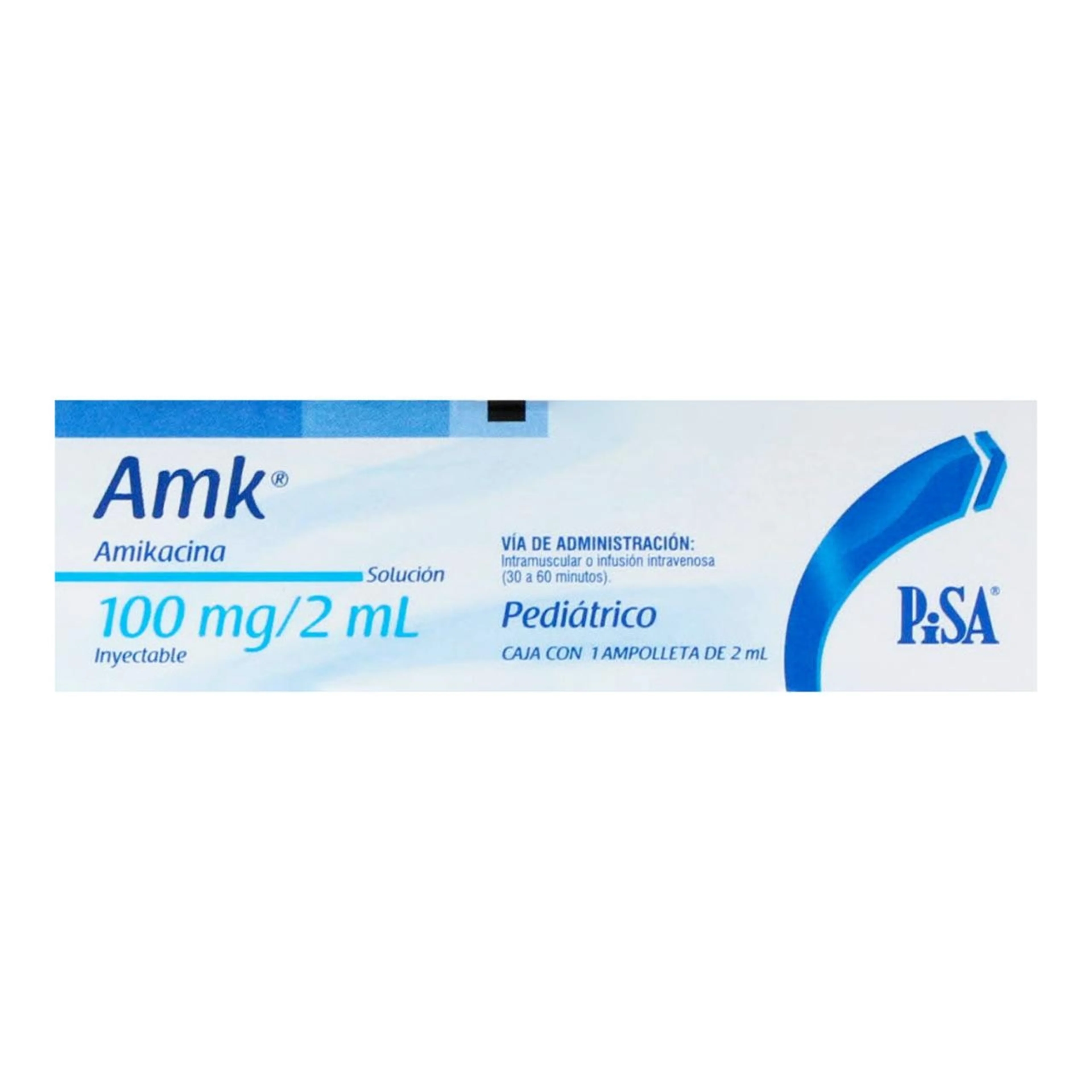 Amk Amikacina Pediátrico 100 Mg Con 1 Ampolleta De 2 Ml
