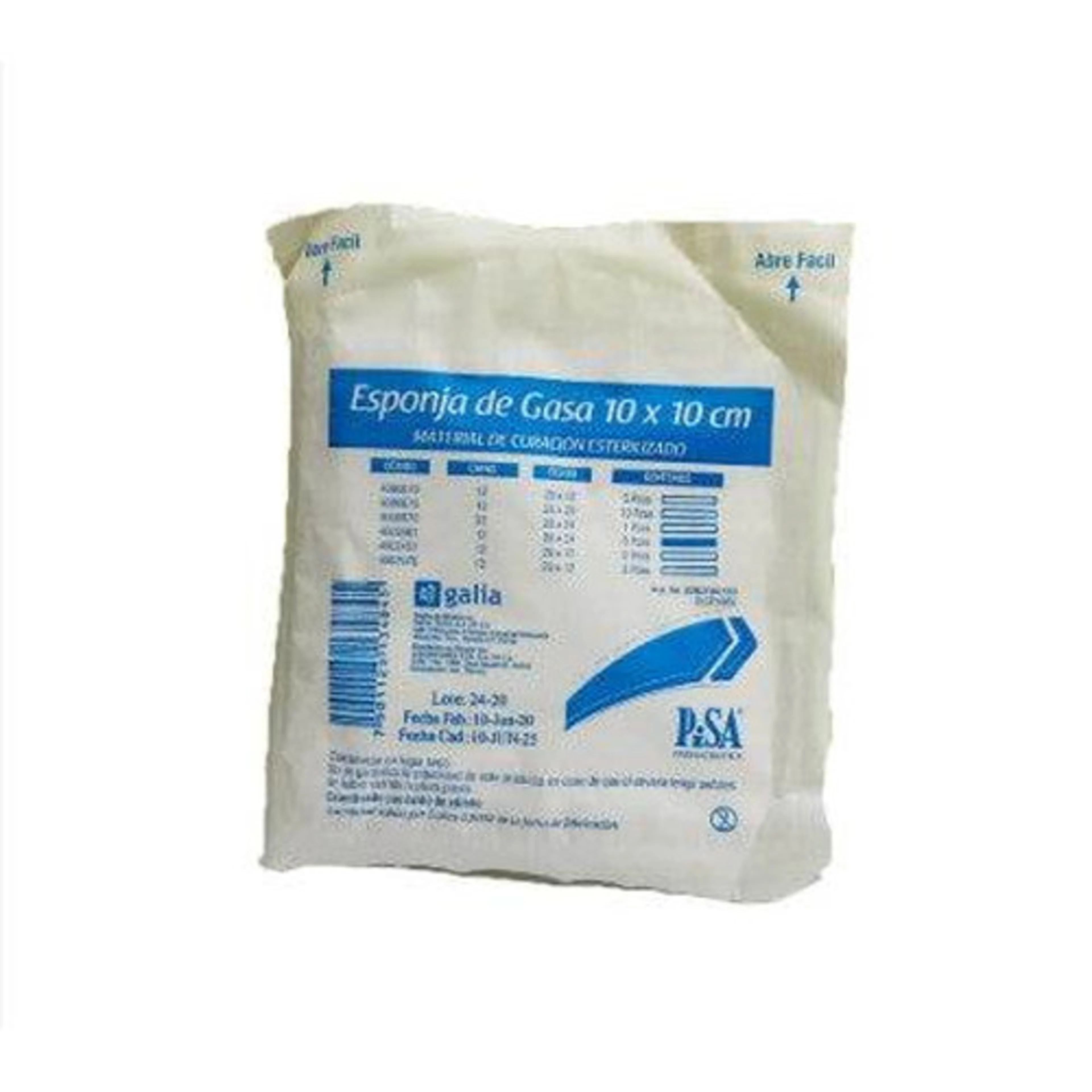 Esponja De Gasa 10 X 10 Cm Con 5 Piezas