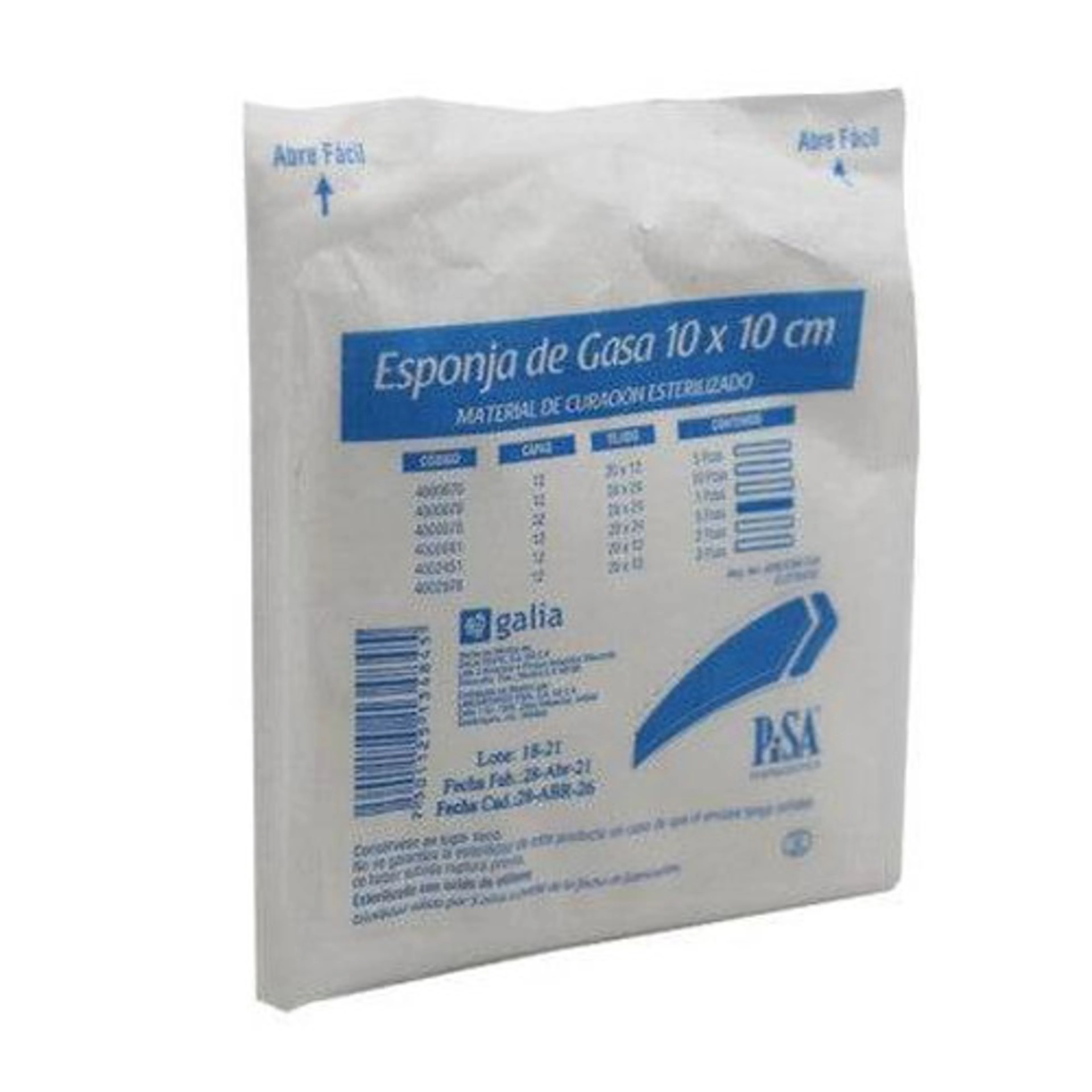 Esponja De Gasa 10 X 10 Cm Con 10 Piezas