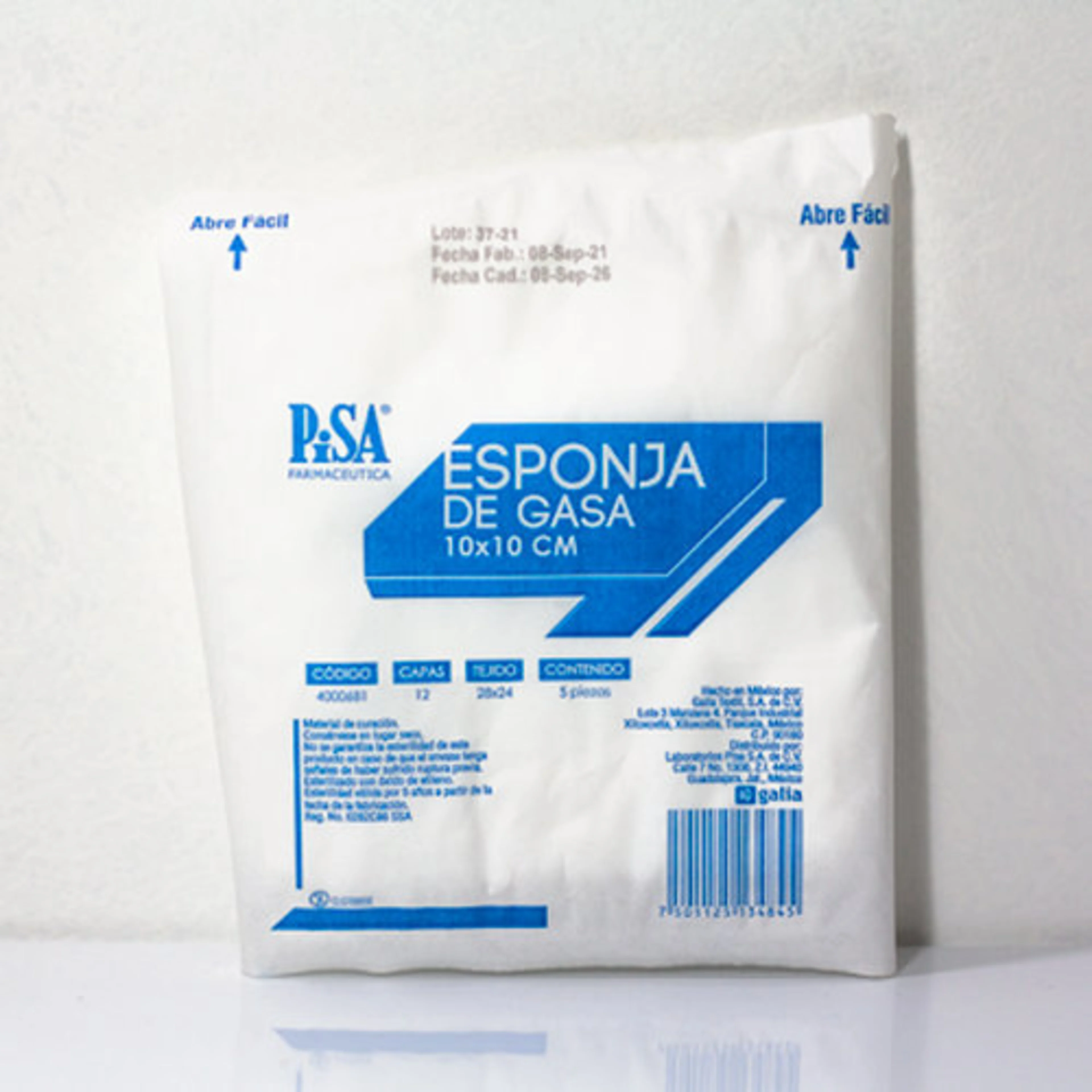 Esponja De Gasa 10 X 10 Cm Con 5 Piezas
