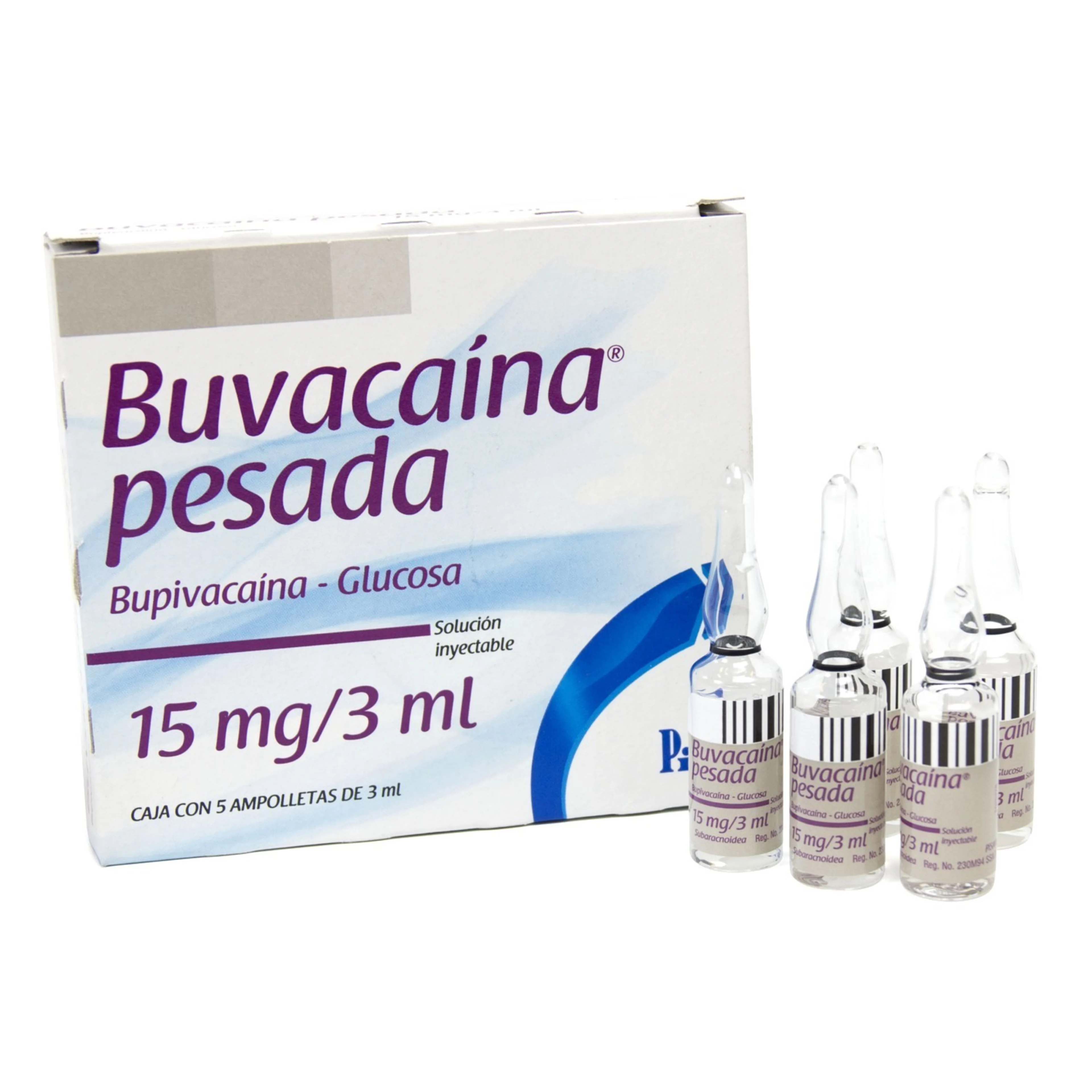 Buvacaína Pesada 15 Mg Solución Inyectable Con 5 Ampolletas