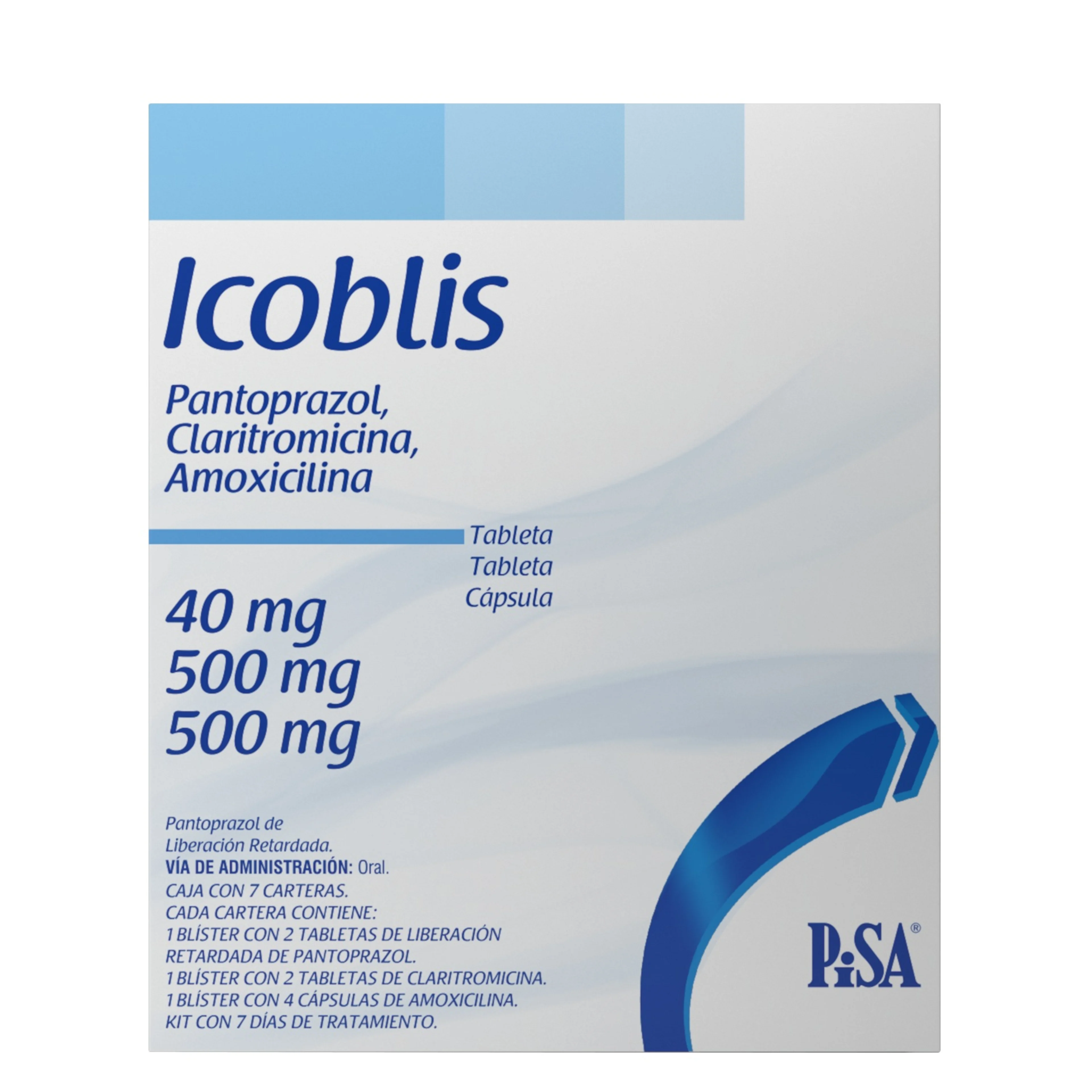 Icoblis Amoxicilina Claritromicina Pantoprazol 40/500/500 Mg Kit Para 7 Días