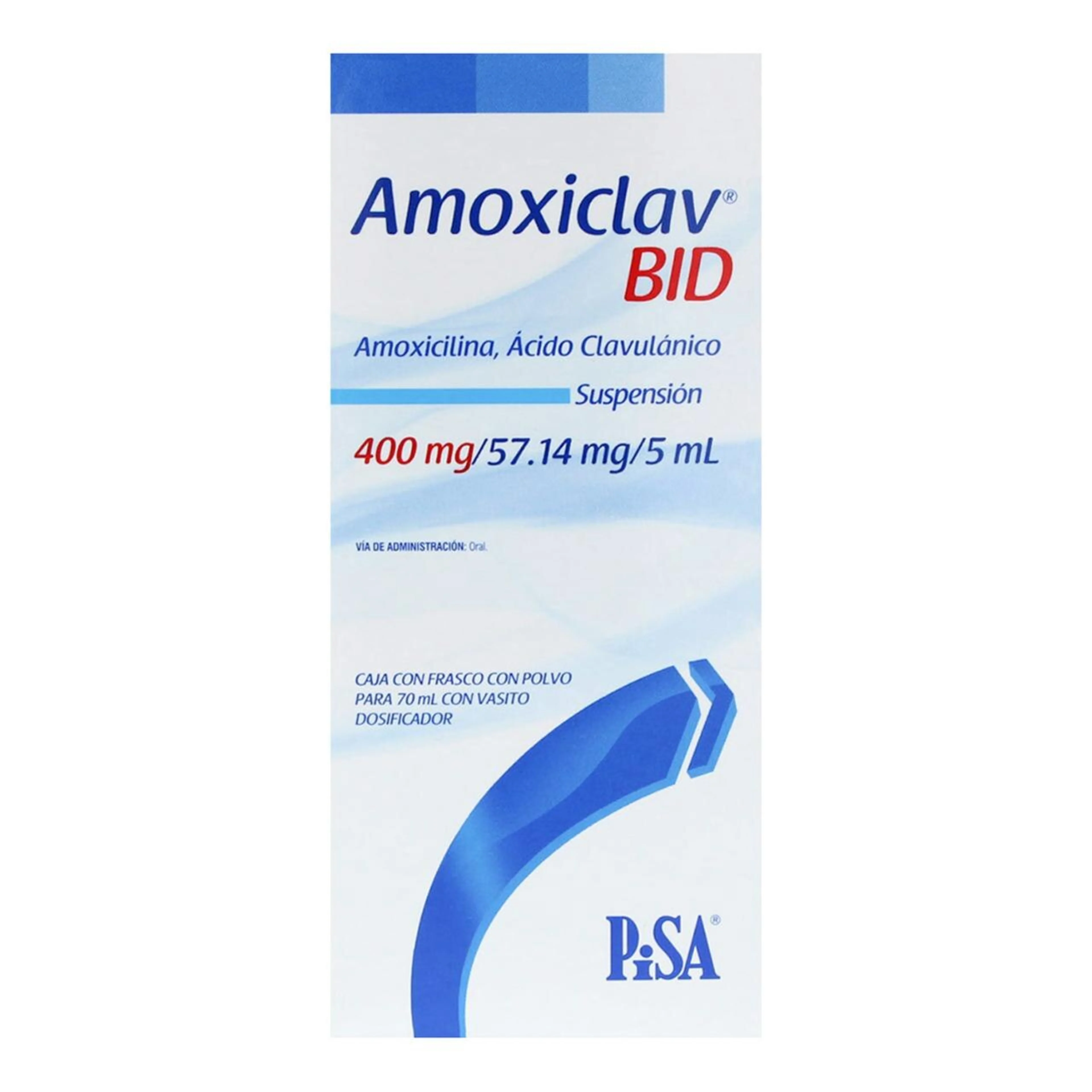 Amoxiclav Bid Amoxicilina Ácido Clavulánico 400/57.14 Mg Suspensión Con 70 Ml
