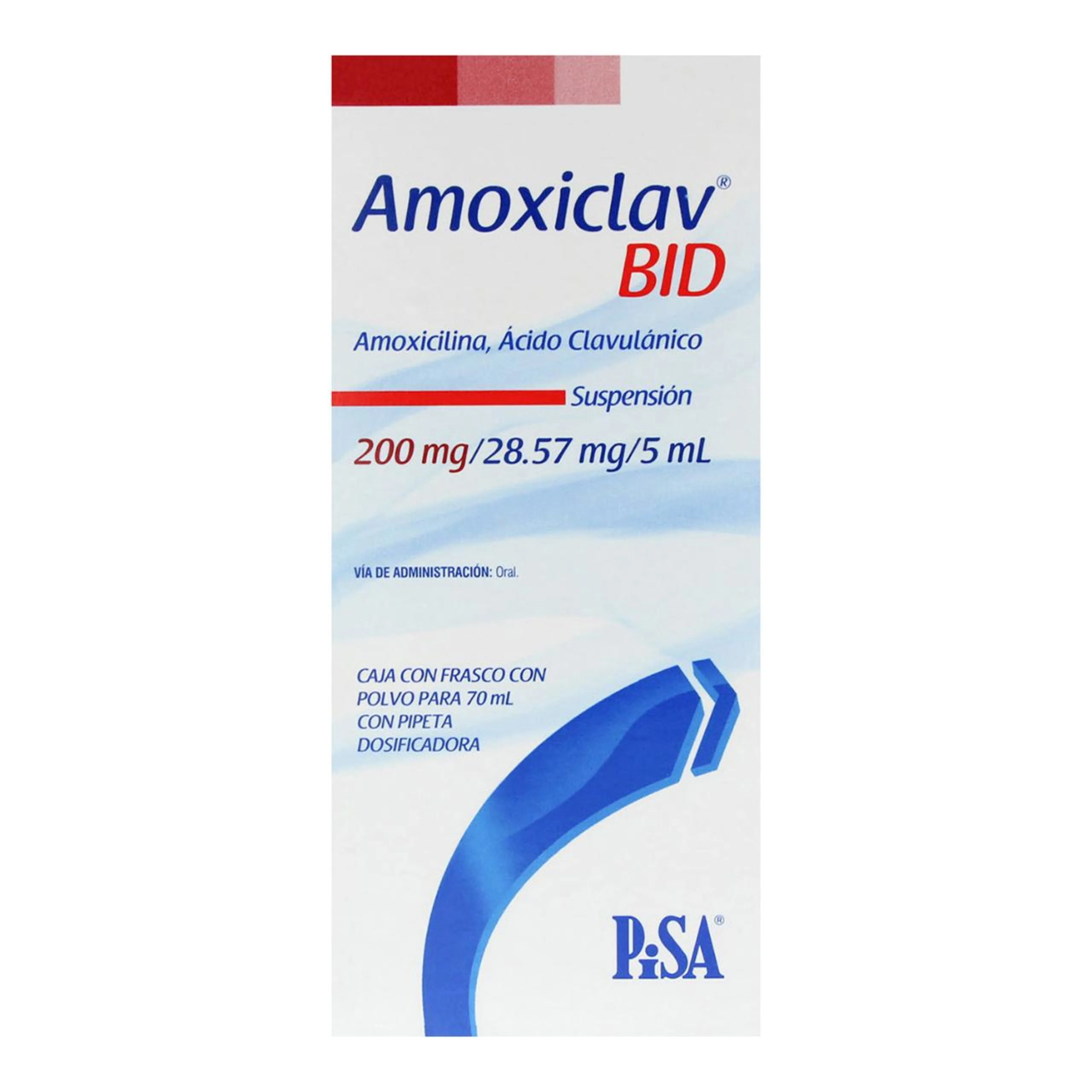 Amoxiclav Bid Amoxicilina Ácido Clavulánico 200/28.57 Mg Suspensión Con 70 Ml
