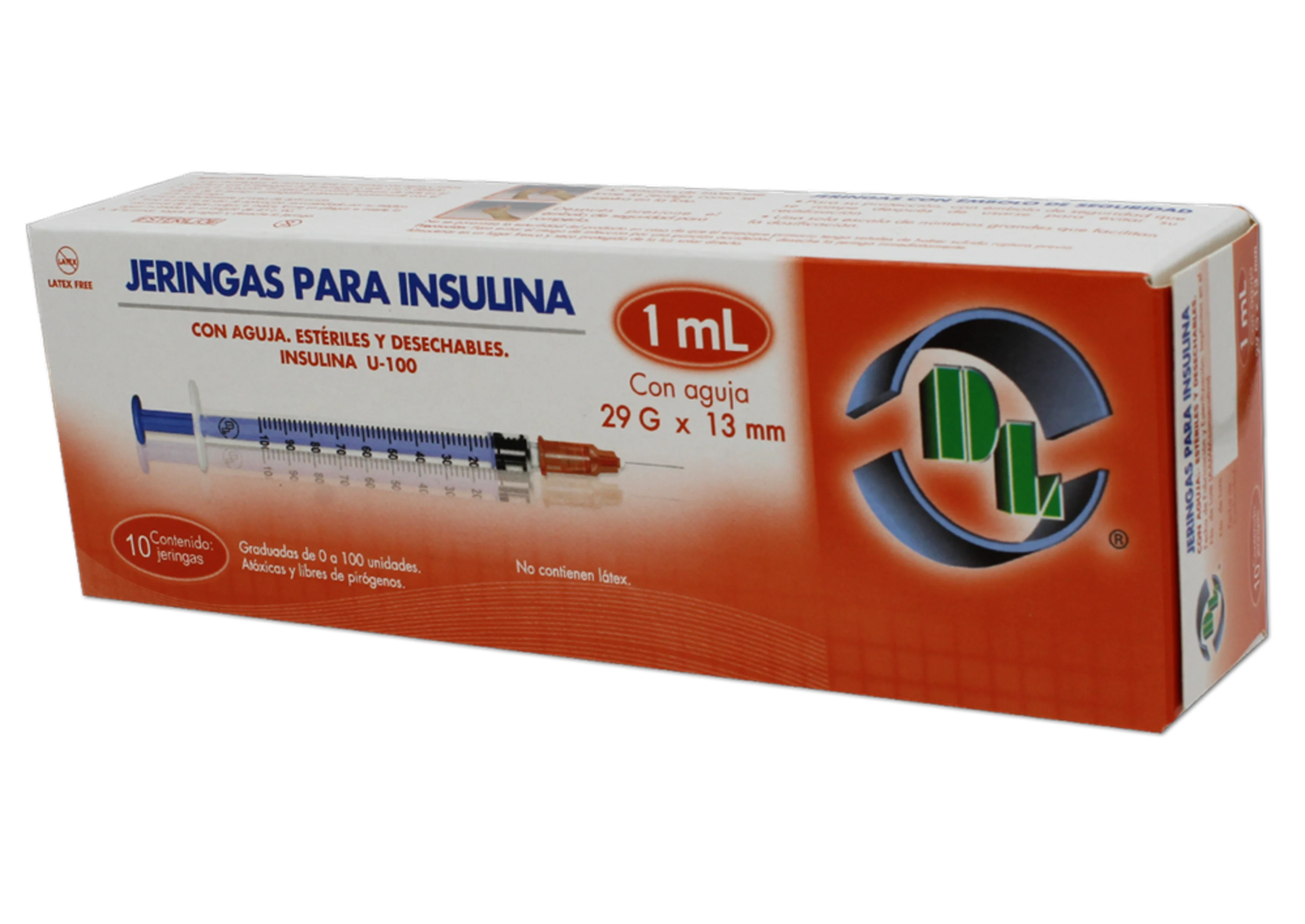 Dl Jeringa Para Insulina 29X13Mm Con 10 Piezas