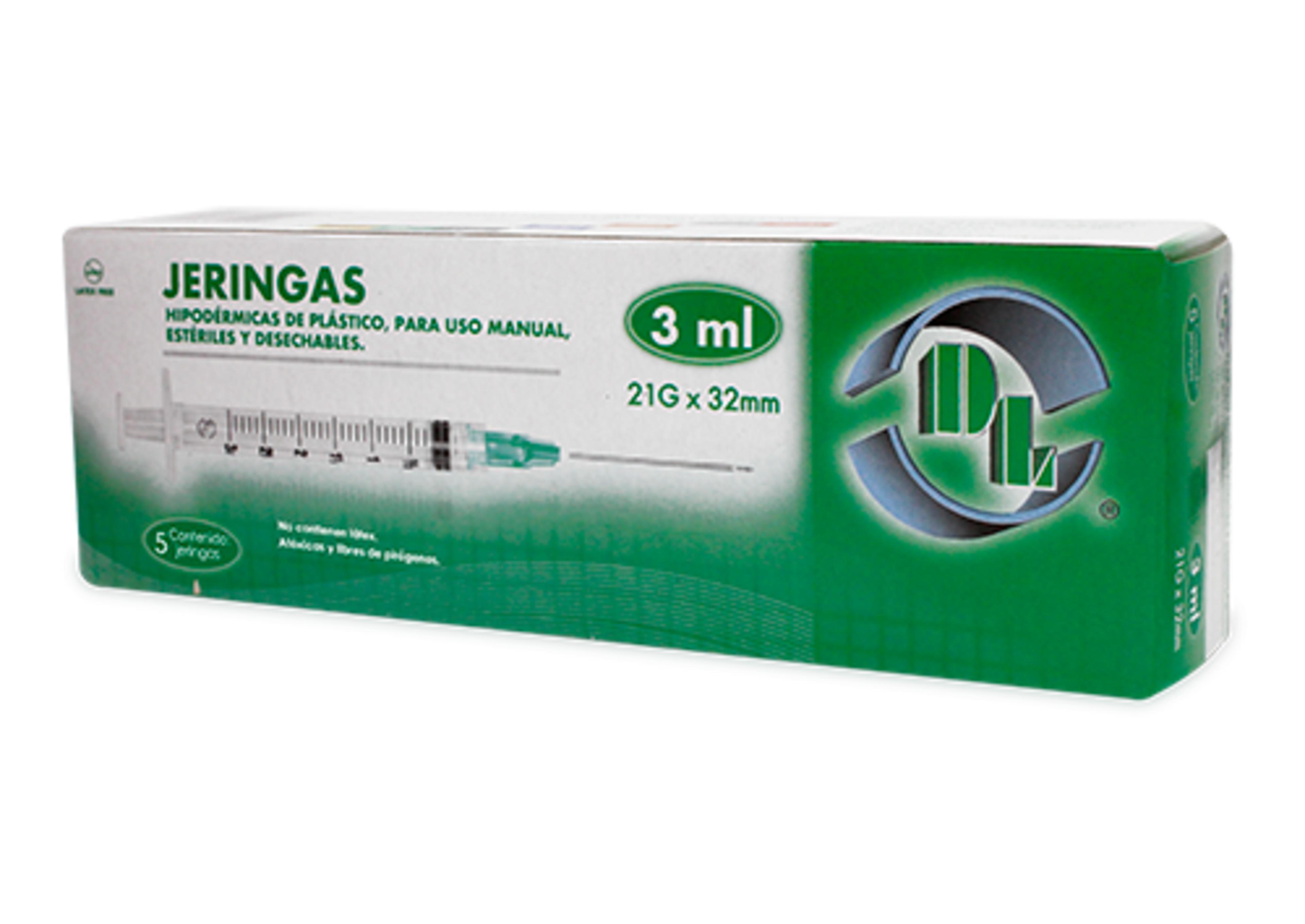 Dl Jeringa De Plástico 21X32Mm 3 Ml Con 5 Piezas