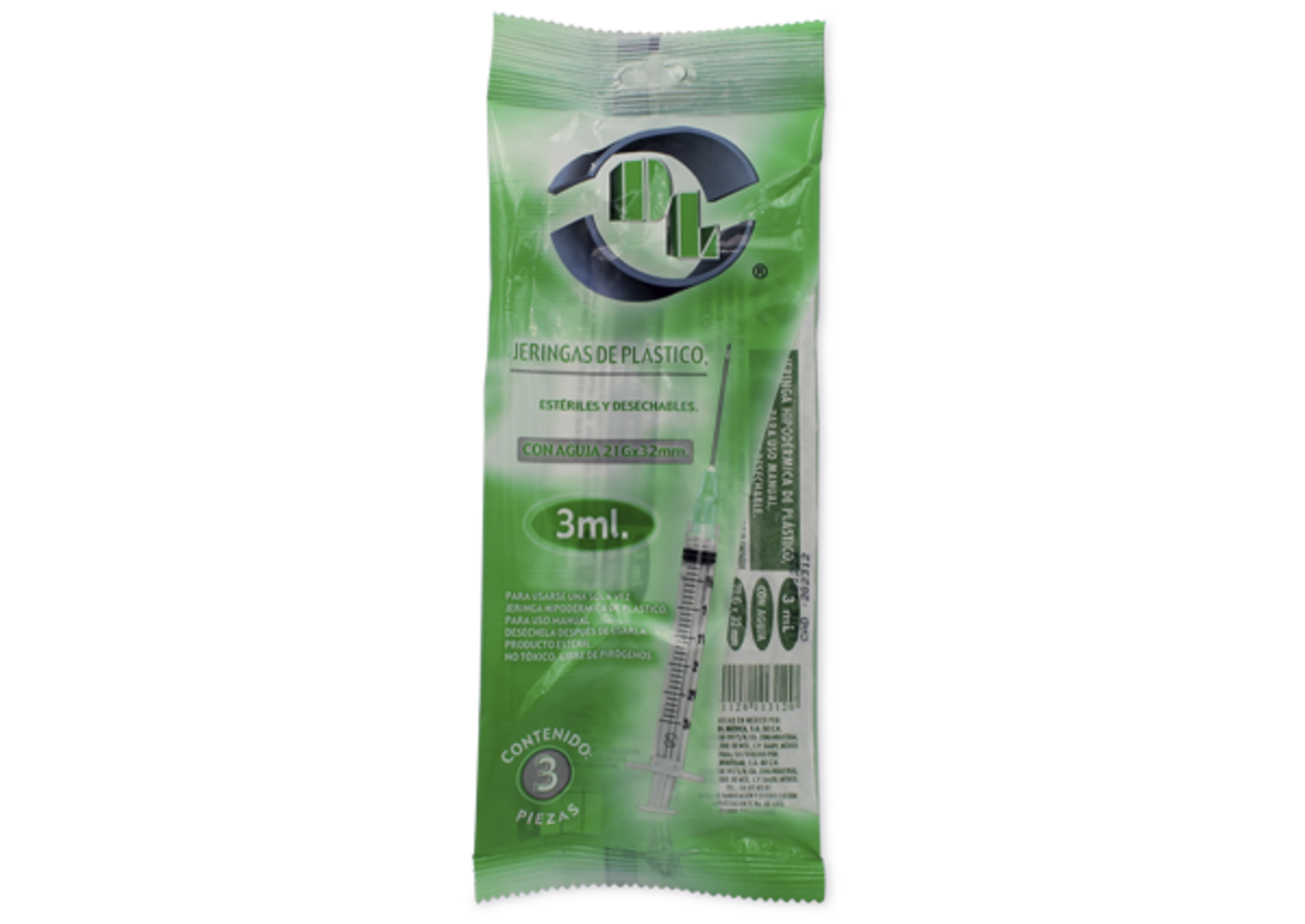 Dl Jeringa De Plástico 21X32Mm Para 3 Ml Con 3 Piezas