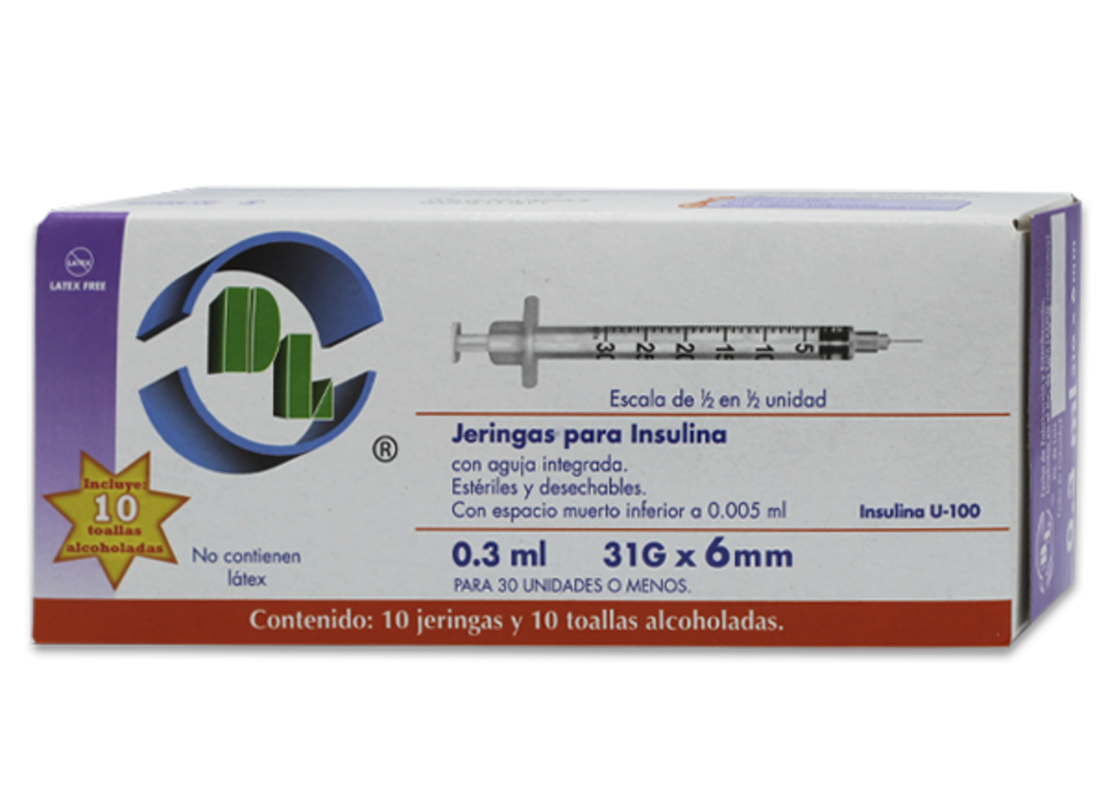 Dl Jeringa Para Insulina 31X6Mm 0.3 Ml Con 10 Piezas