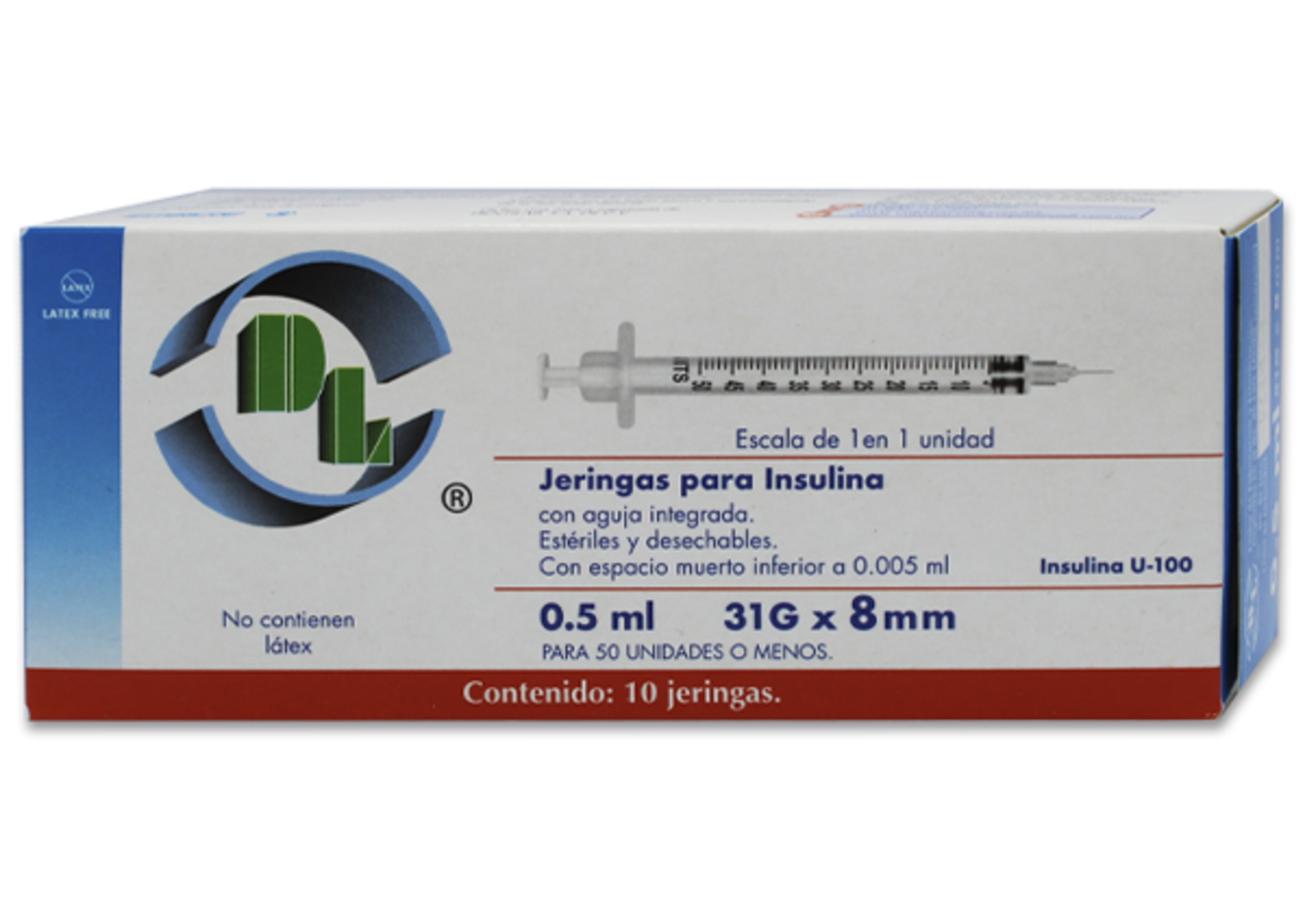 Dl Jeringa Para Insulina 31X8Mm Con 10 Piezas