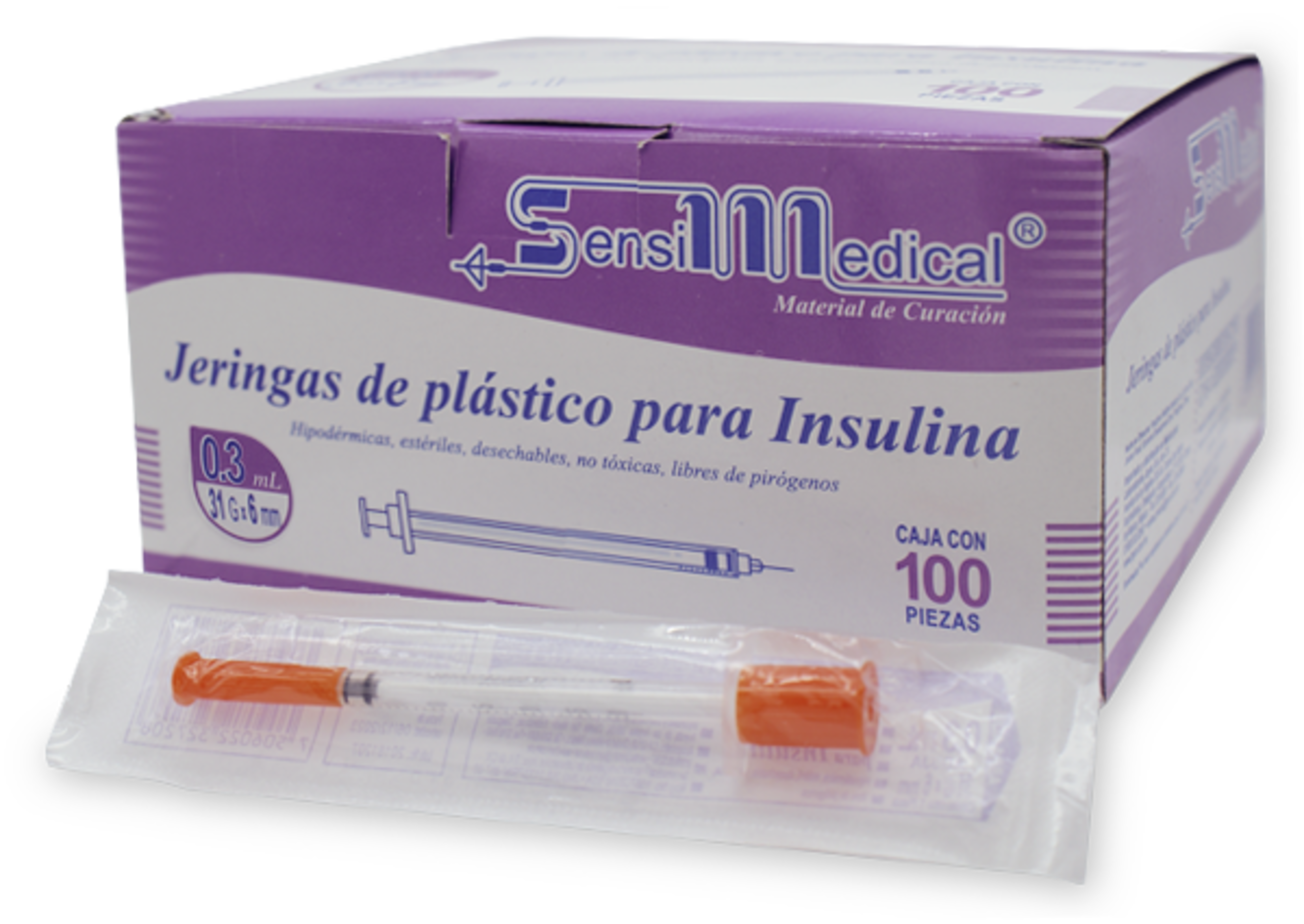 Dl Jeringa Para Insulina 31X6Mm 0.3 Ml Con 100 Piezas