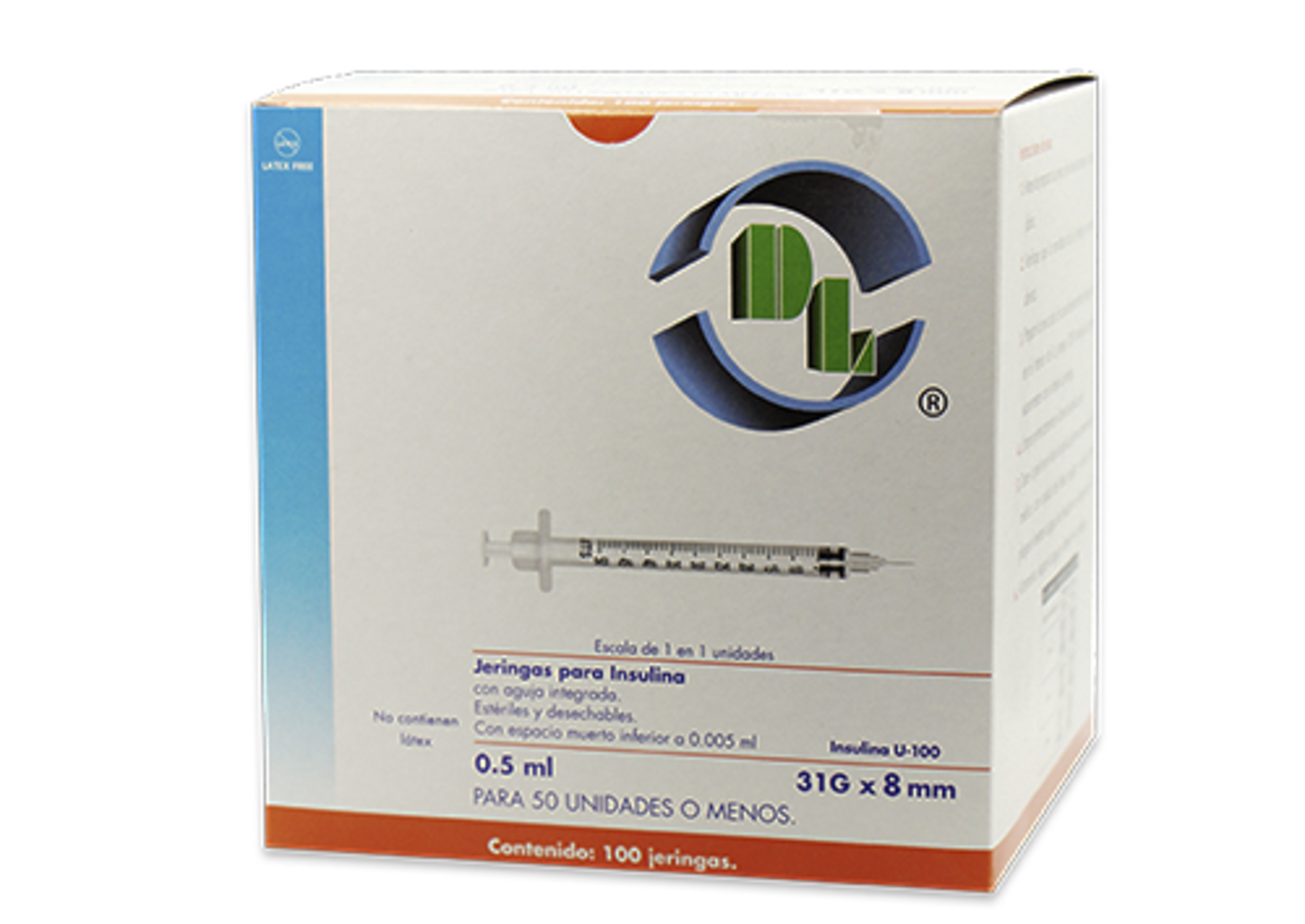 Dl Jeringa Para Insulina 31X8Mm 0.5 Ml Con 100 Piezas