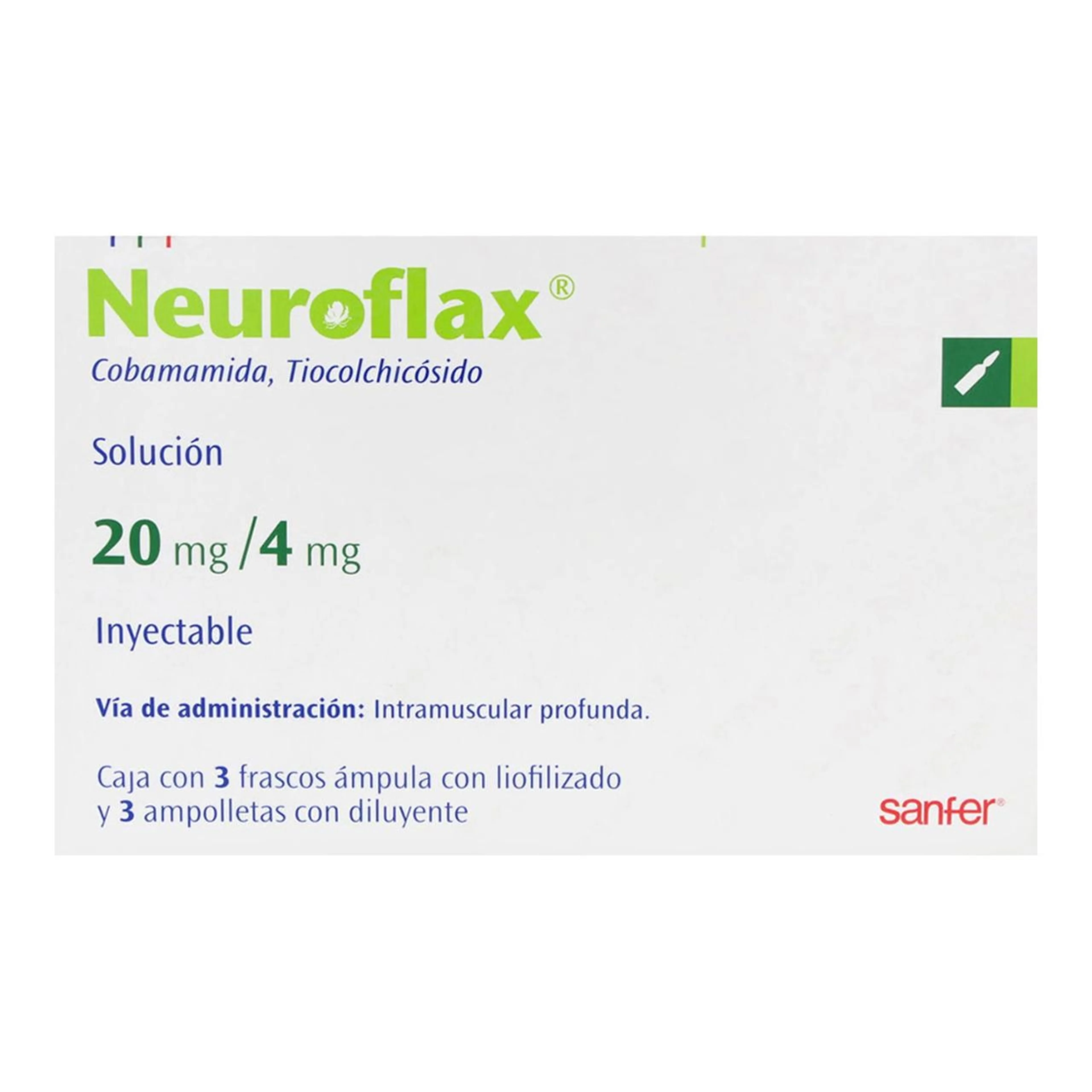 Neuroflax 20/4 Mg Solución Inyectable 3 Ampolletas