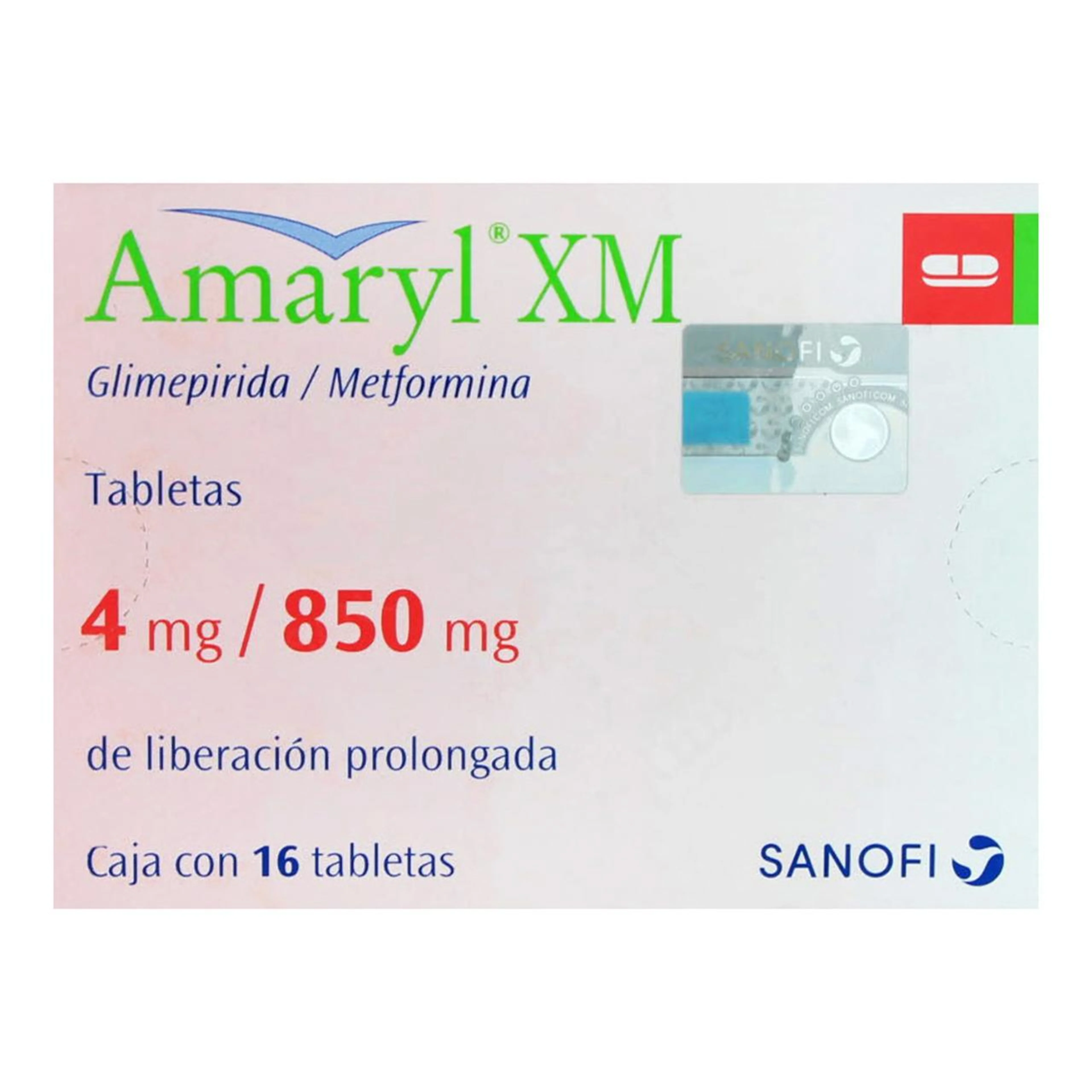 Amaryl Xm 4/850 Mg Con 16 Tabletas