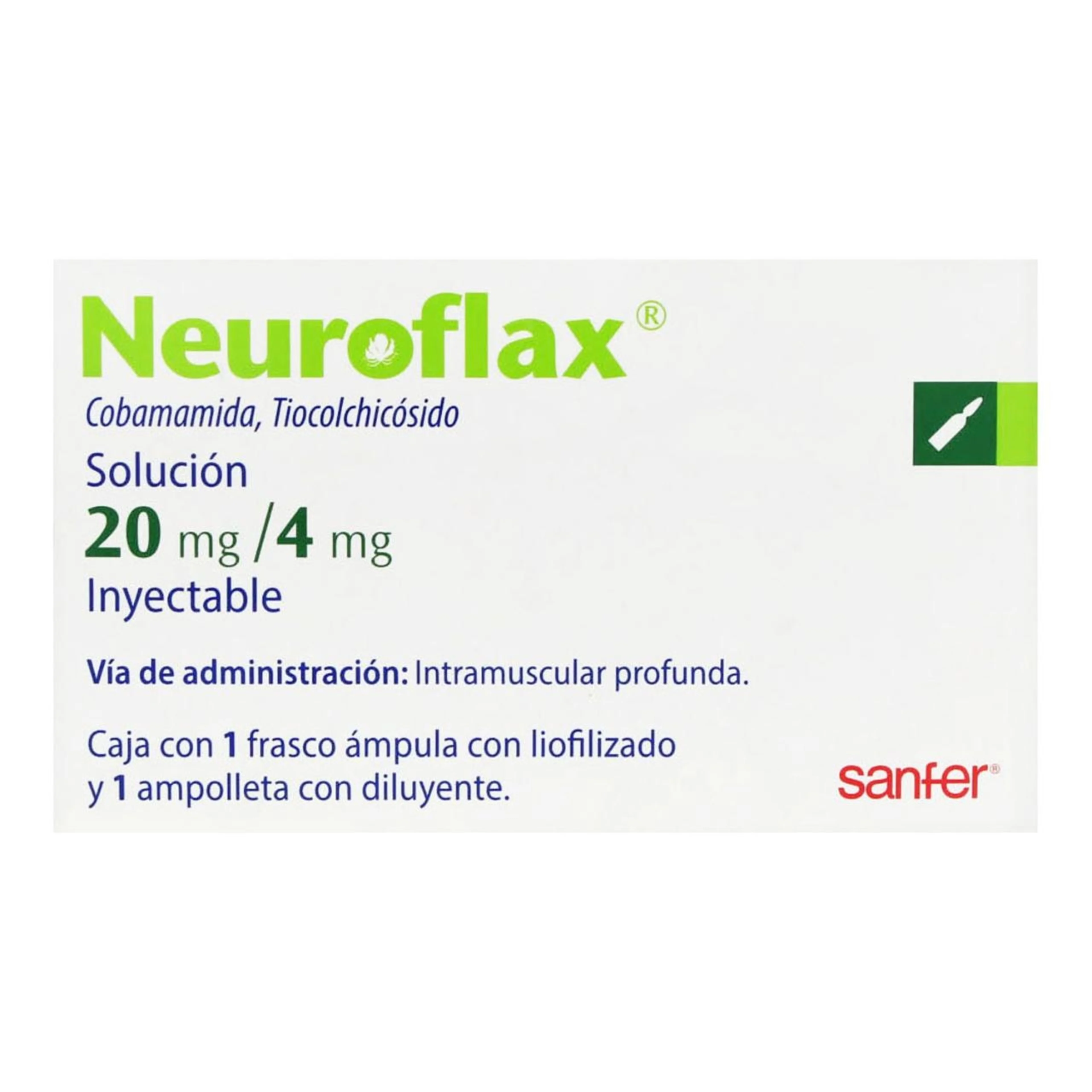 Neuroflax 20/4 Mg Con 1 Frasco Ámpula