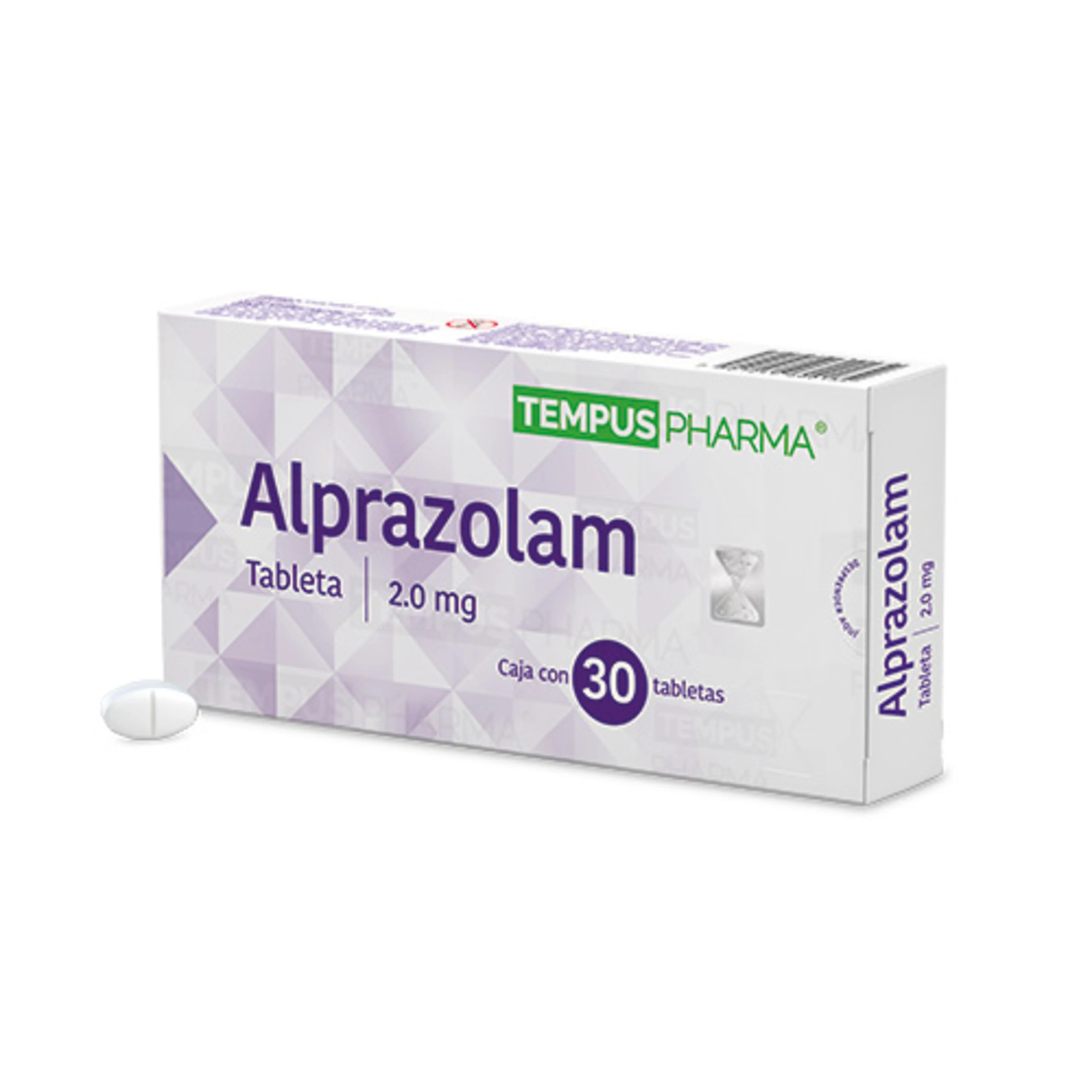 Alprazolam 2 mg con 30 Tabletas