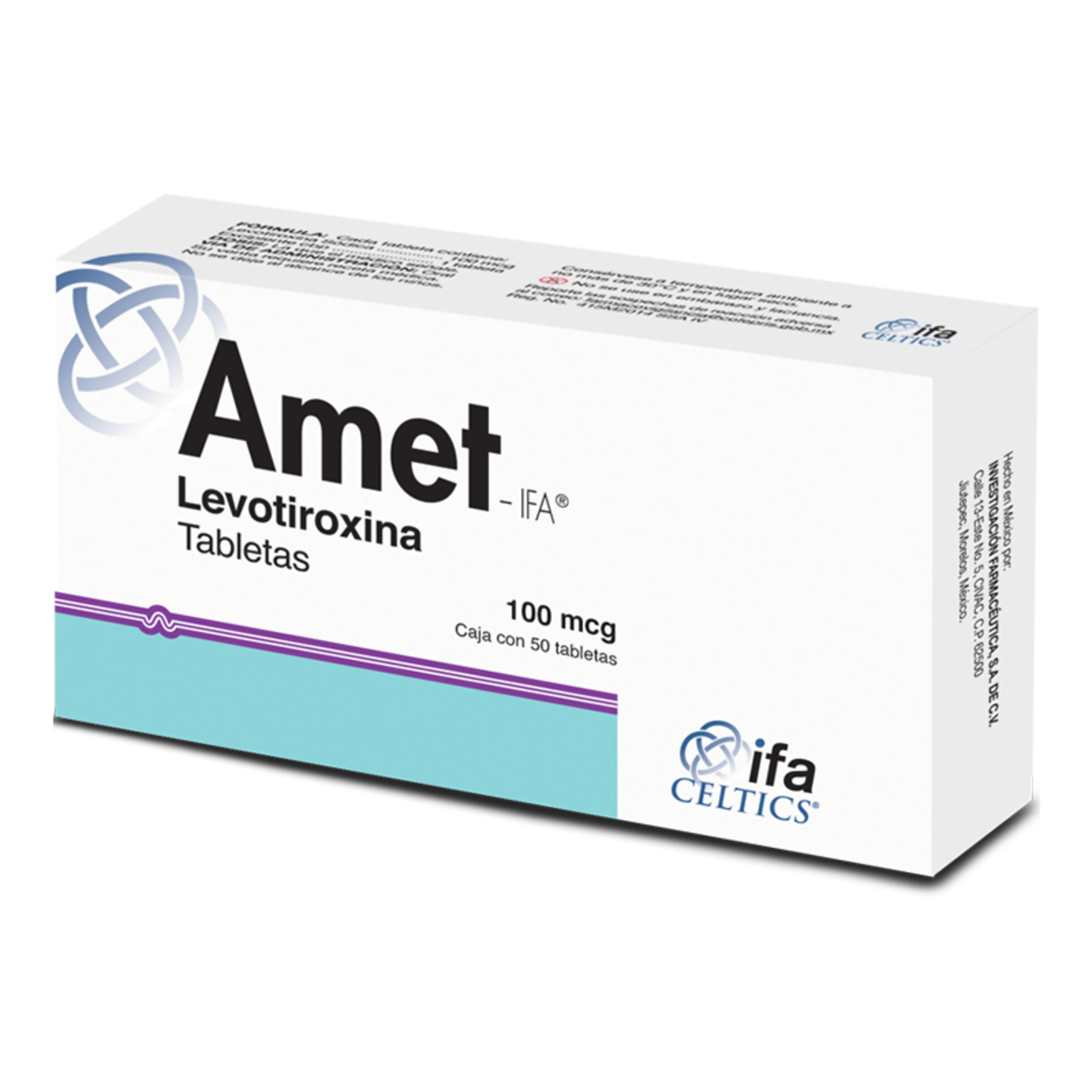 Amet 50 tabletas caja levotiroxina 100 mcg