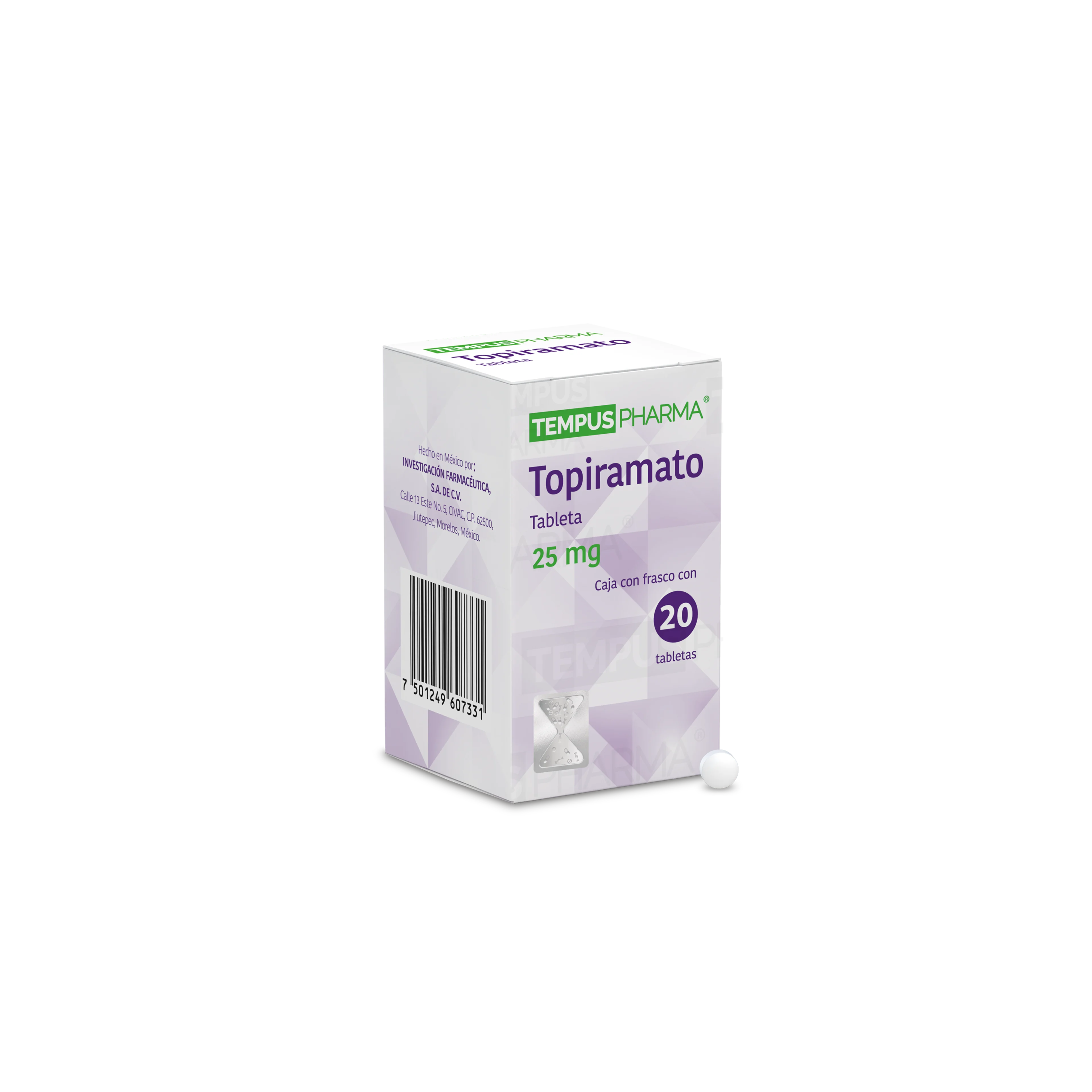 Topiramato 25 mg con 20 tabletas