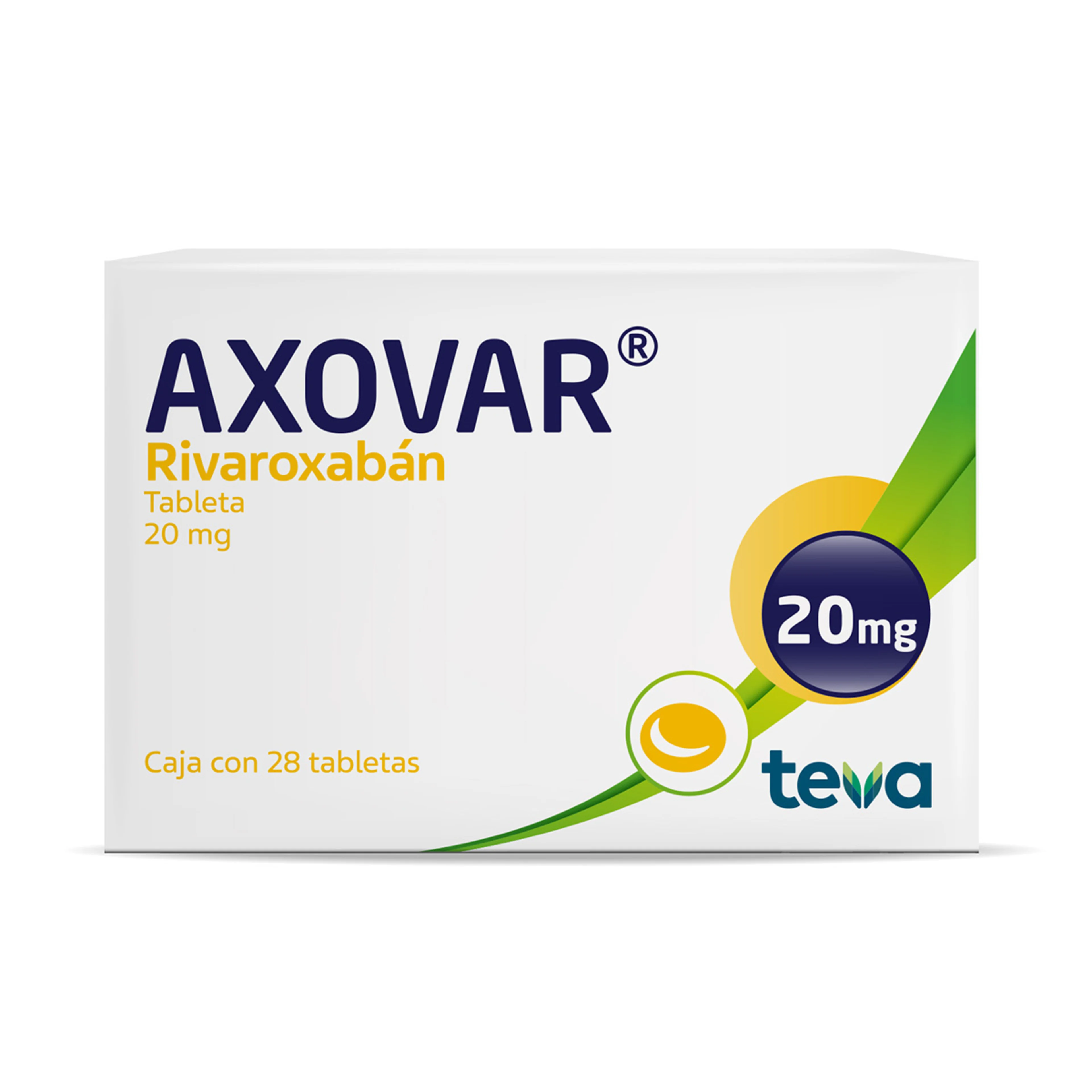 Axovar Rivaroxaban 20 Mg Caja Con 28 Tabletas