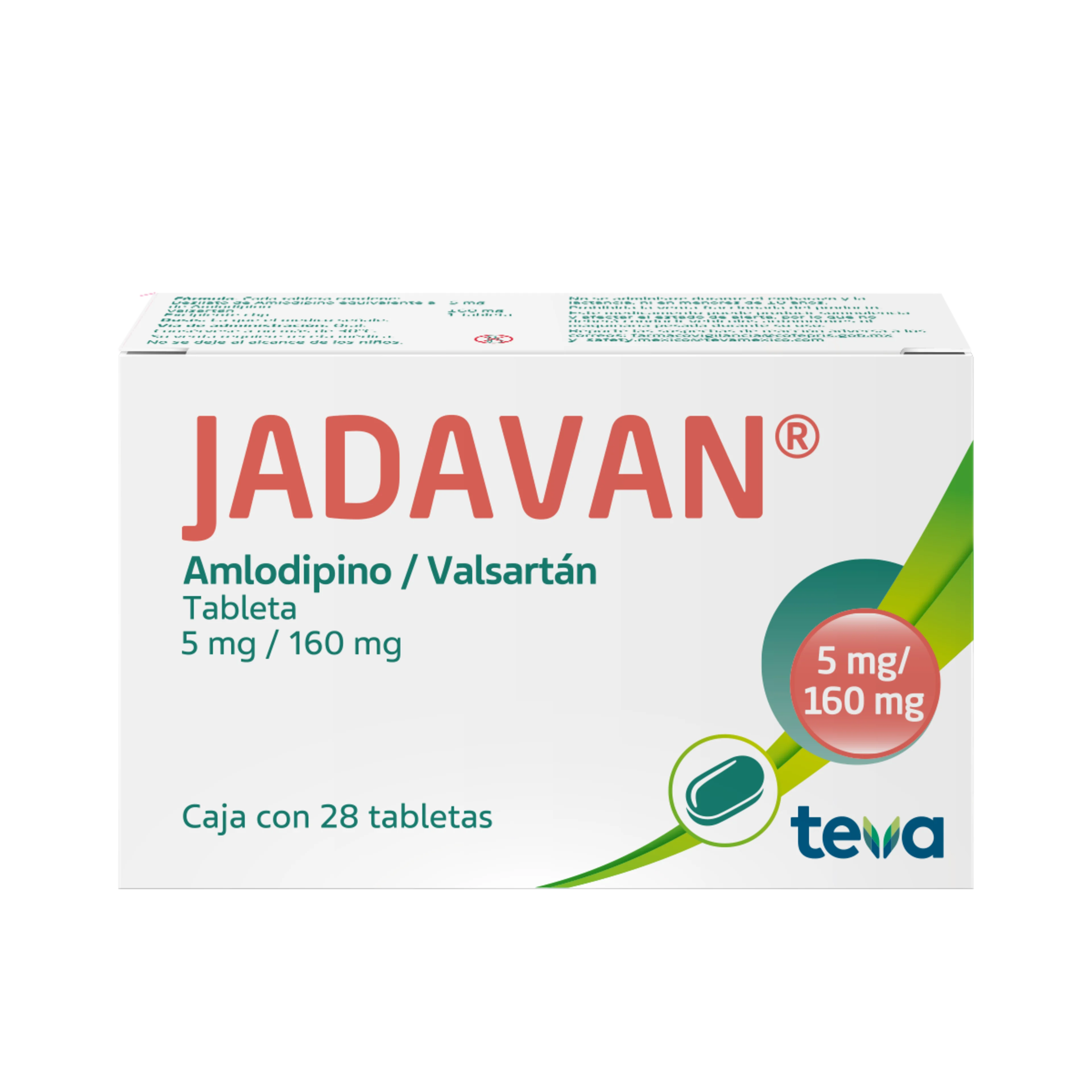 Jadavan Amlodipino 5 Mg / Valsartán 160 Mg Caja Con 28 Tabletas