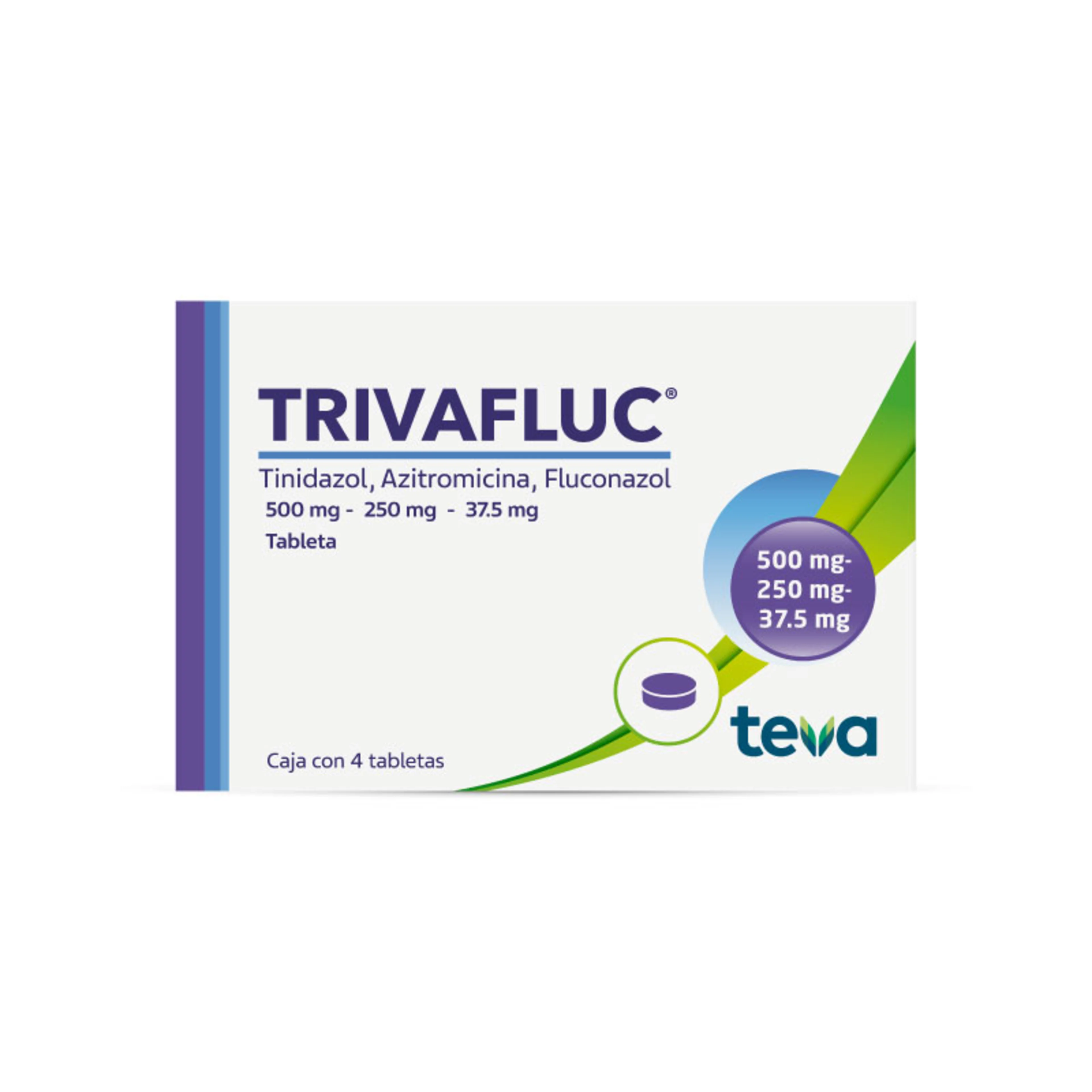 Trivafluc Azitromicina Fluconazol Tinidazol 500/250/37.5 Mg Con 4 Tabletas