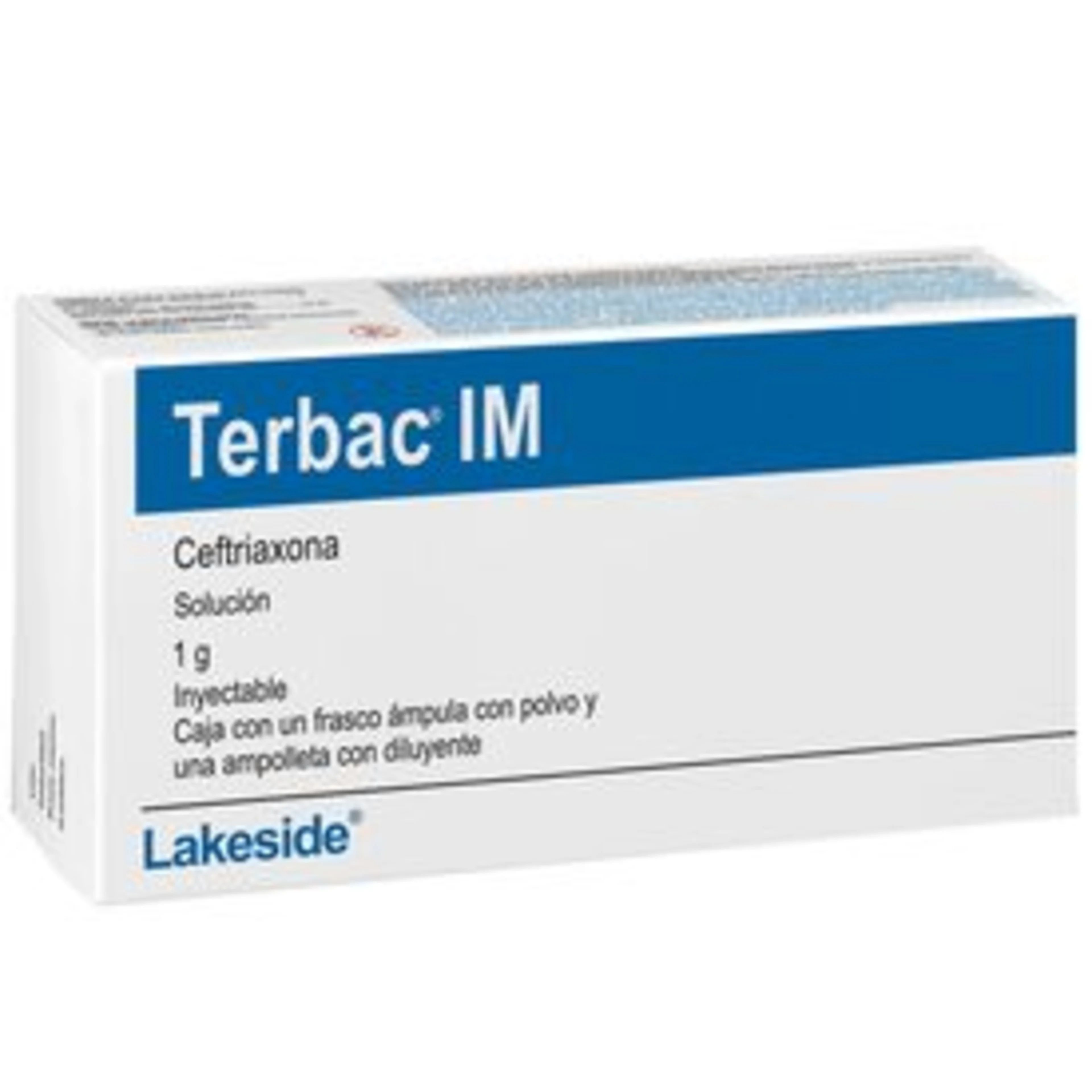 Terbac ceftriaxona 1 g con 2 solución inyectable