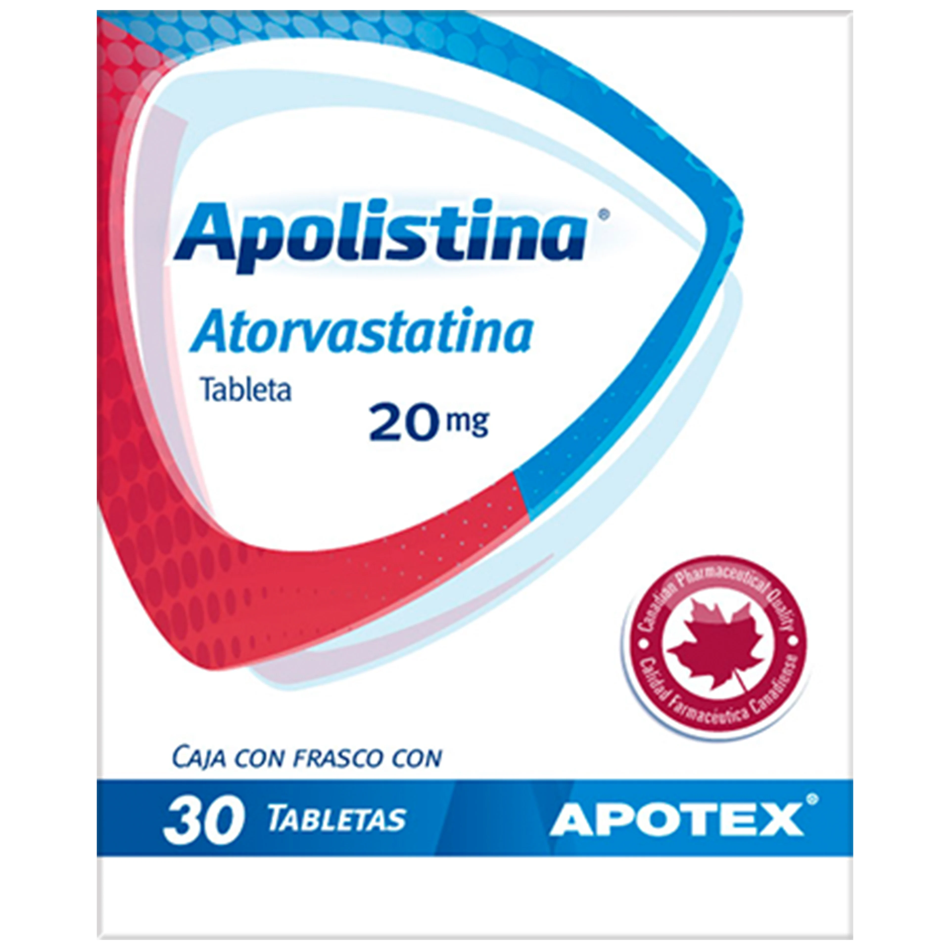 Apolistina atorvastatina 20 mg con 30 tabletas