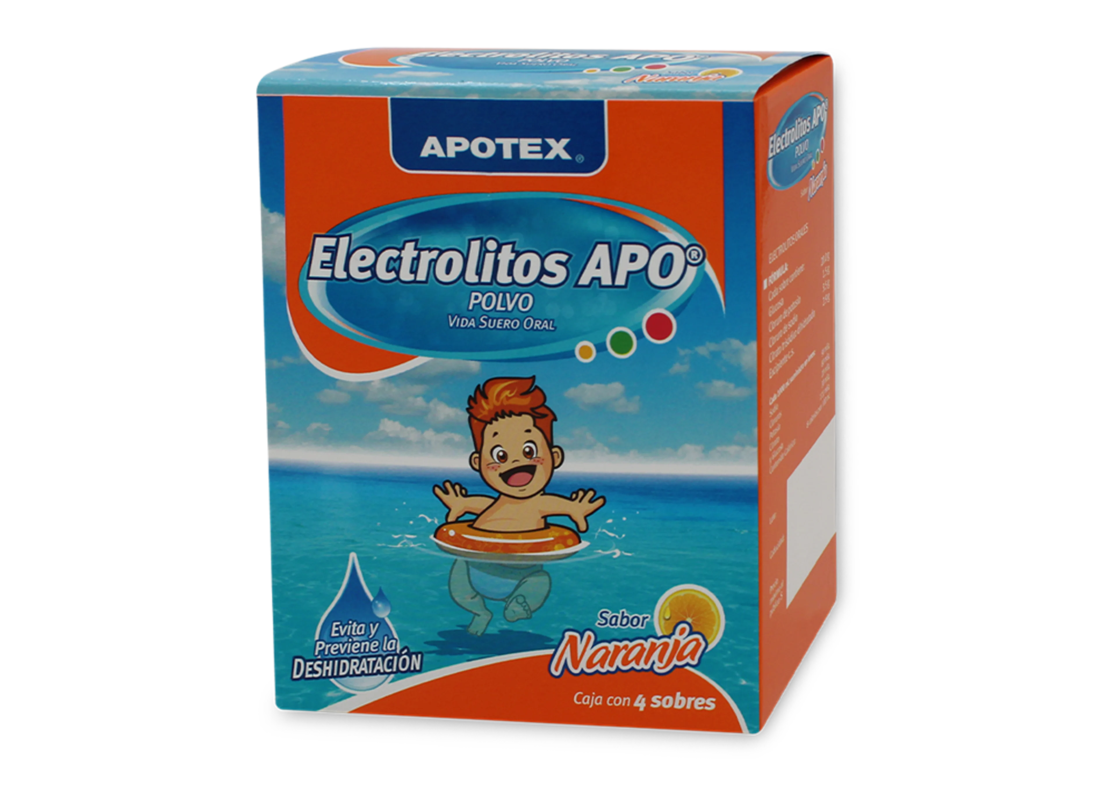 Electrolitos En Polvo Sabor Naranja Con 4 Sobres