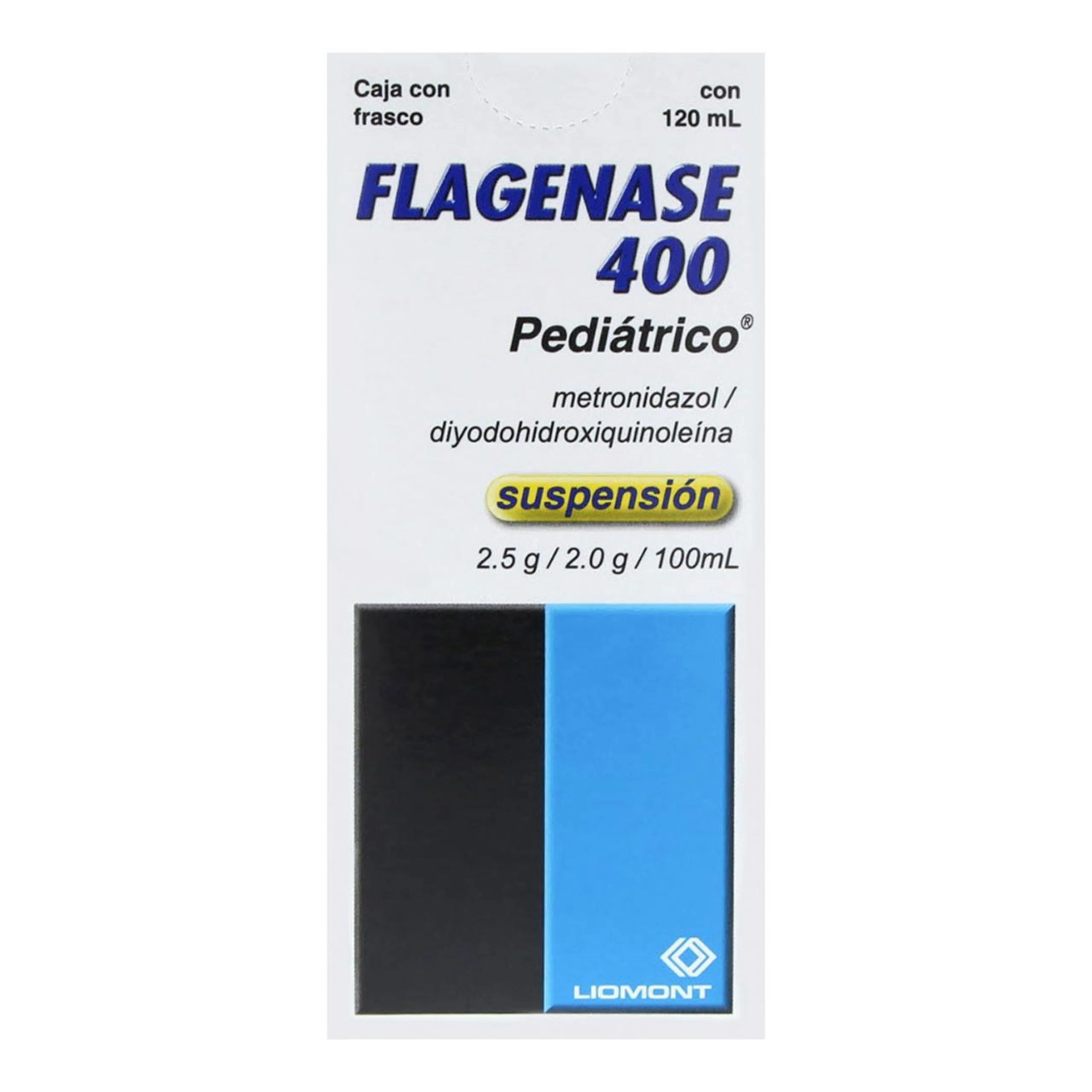 Flagenase 400 Diyodohidroxiqunolina Metronidazol 2.5/2 G Suspensión Pediátrica Con 100 Ml