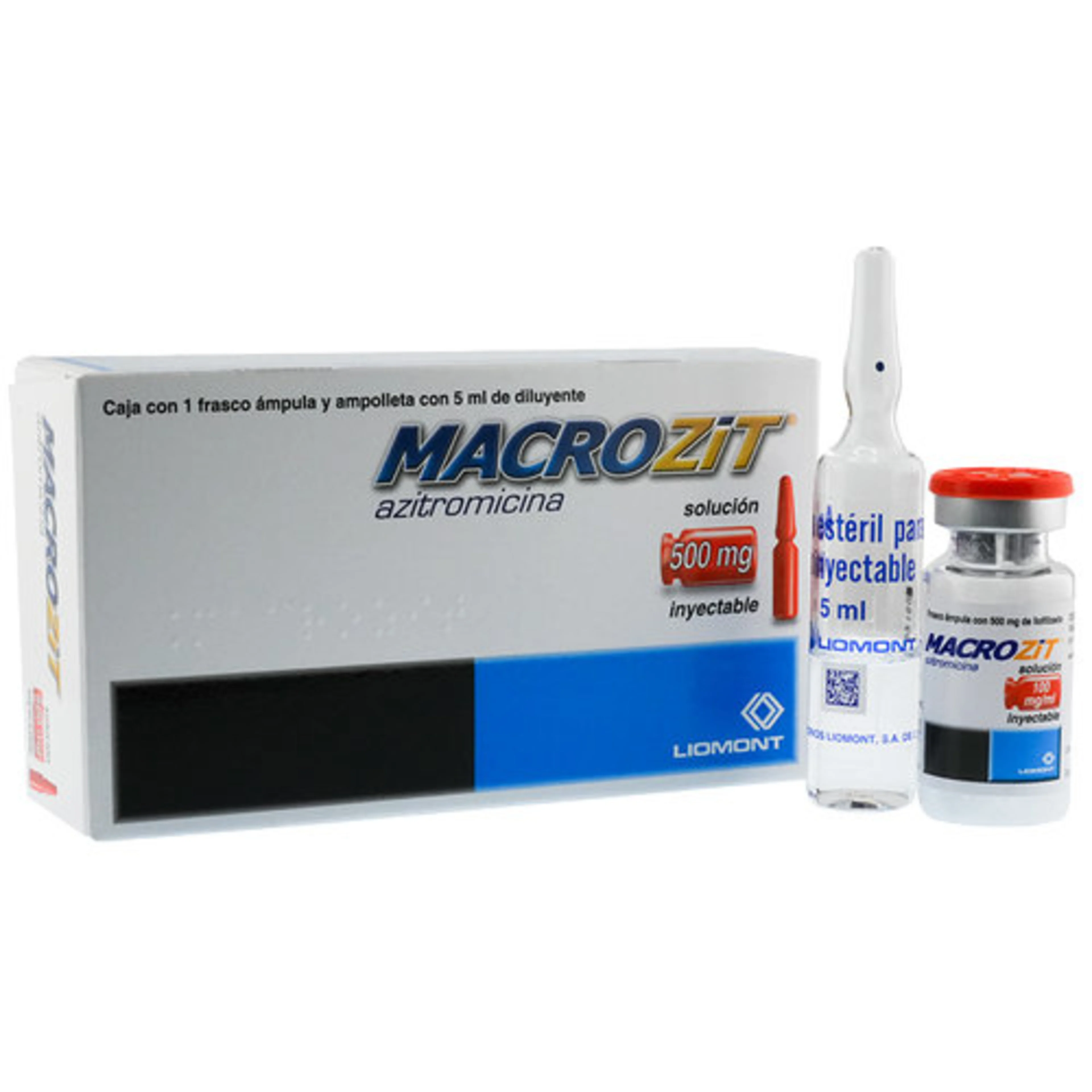 Macrozit Azitromicina 500 Mg Con 1 Frasco Con Ámpula