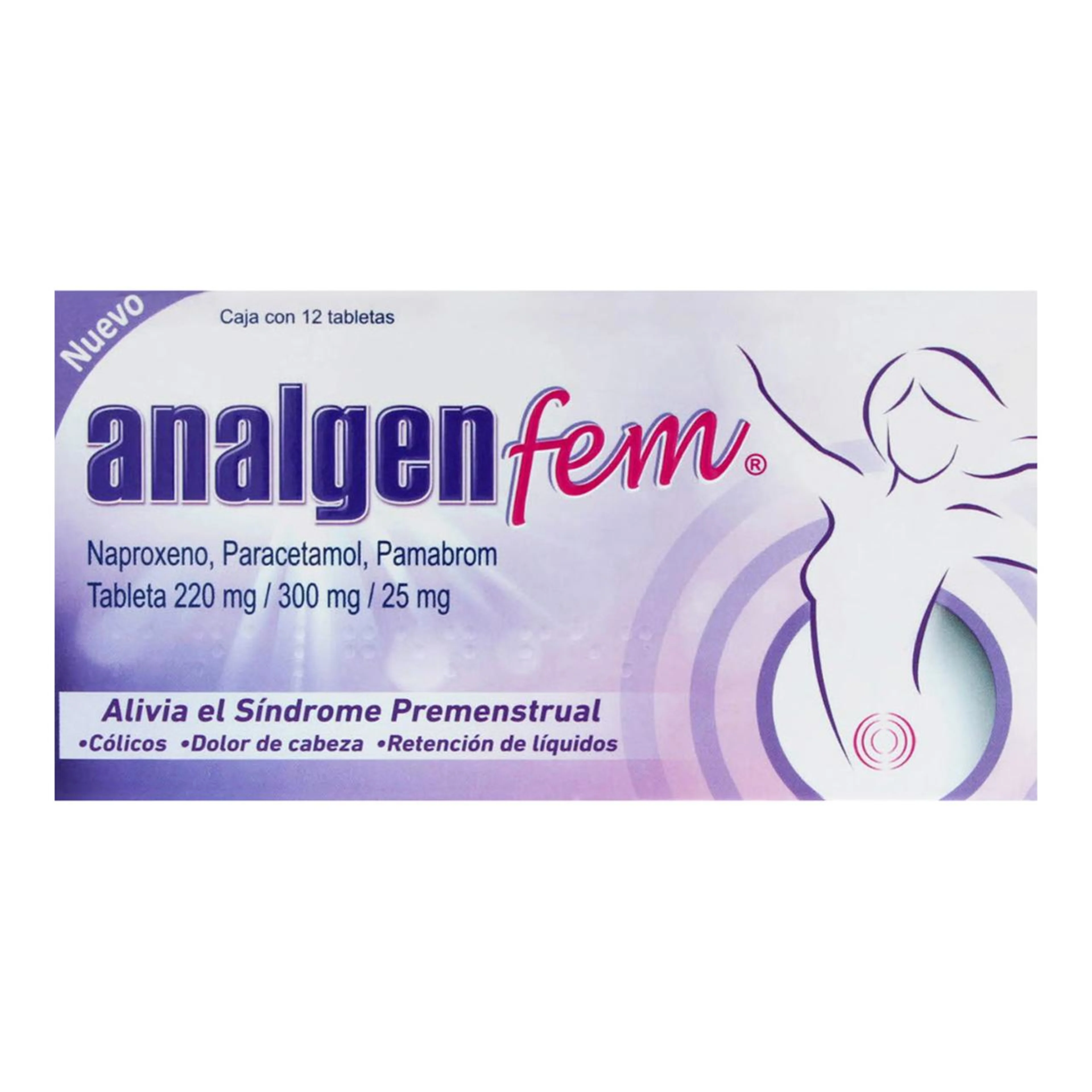 Analgen Fem 220/300/25 Mg Con 12 Tabletas