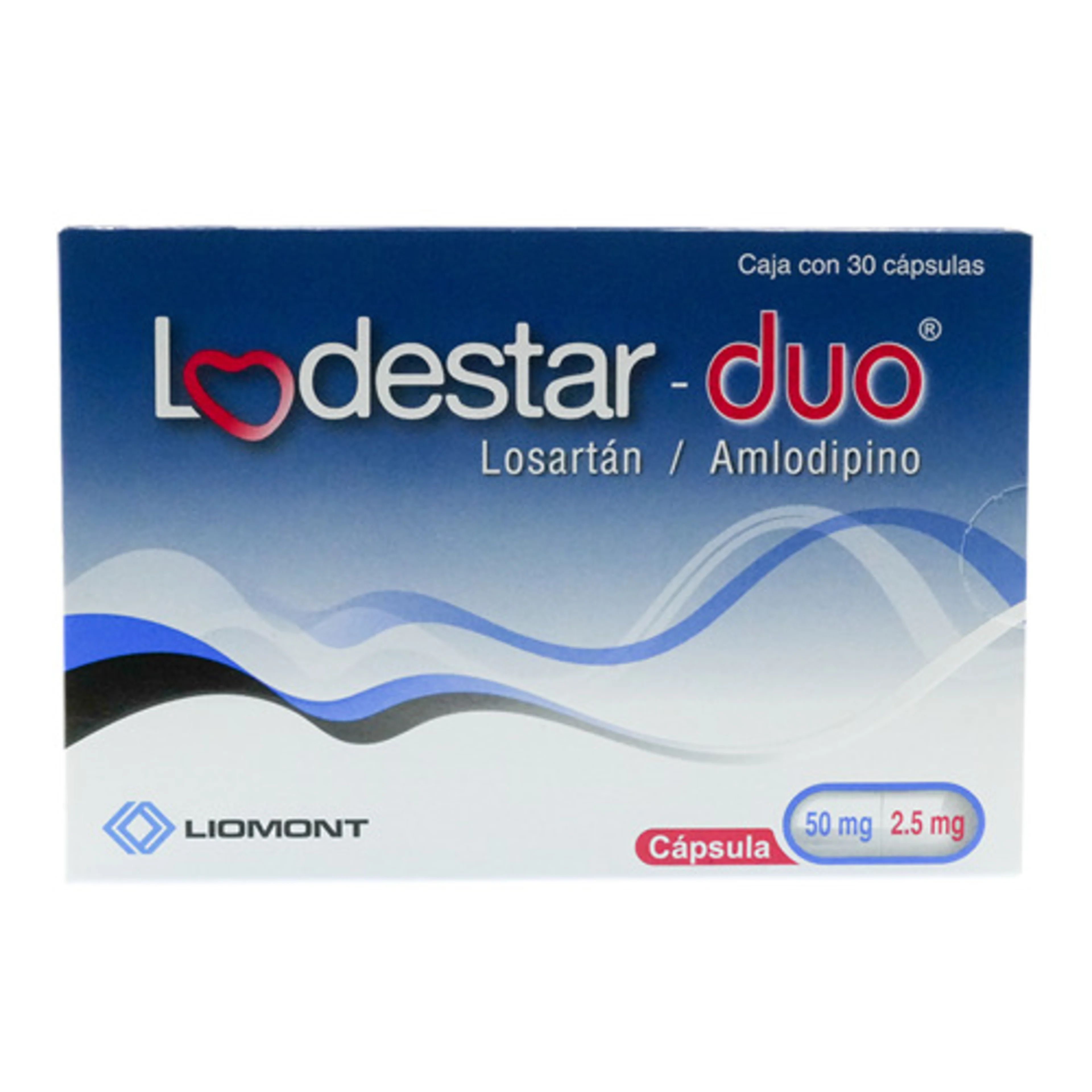 Lodestar-Duo Losartán 50 Mg Amlodipino 2.5 Mg Con 30 Cápsulas