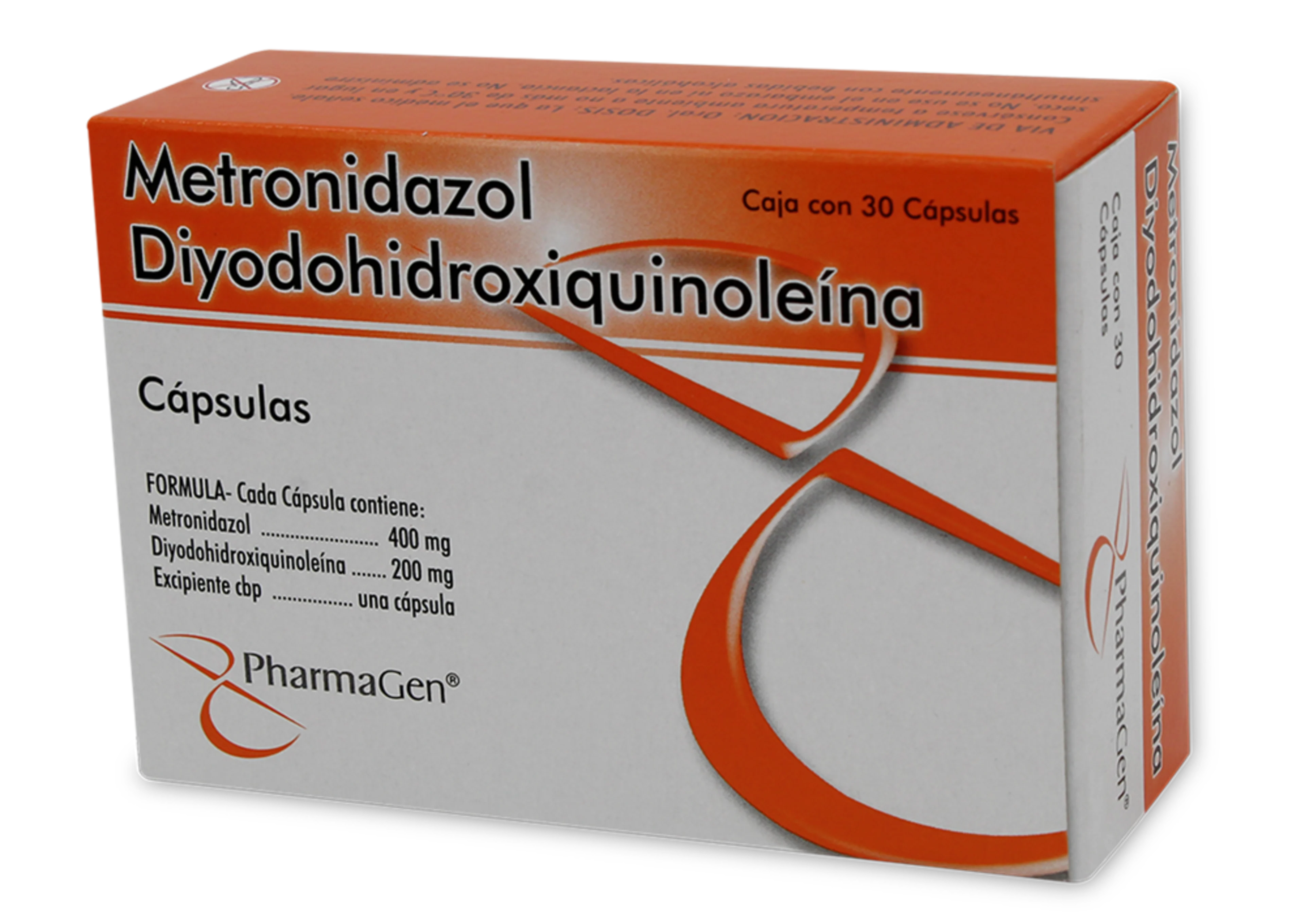 Metronidazol Diyodohidroxiquinoleína 400/200Mg Con 30 Cápsulas 