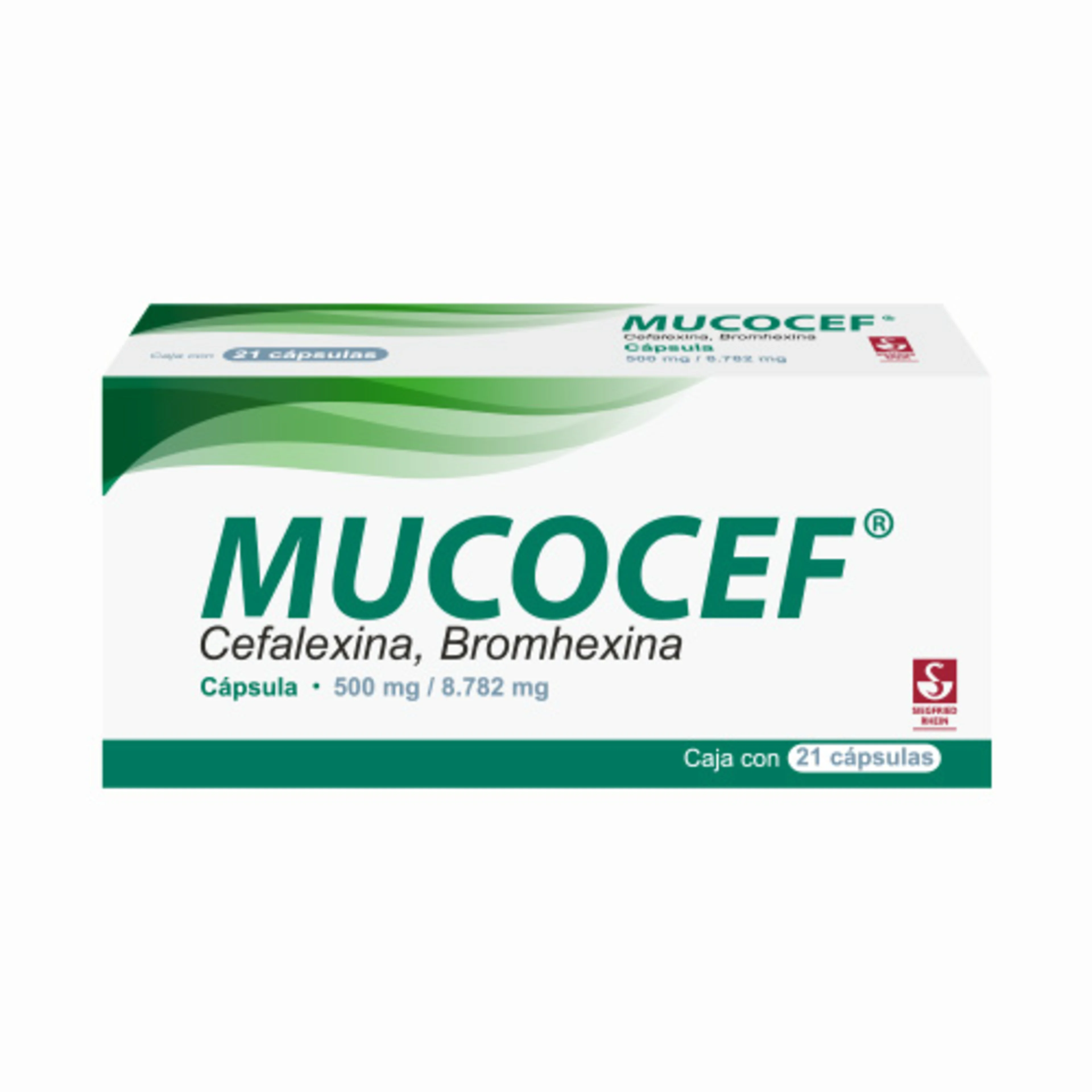 Mucocef Bromhexina Cefalexina 500/8.782 Mg Con 21 Cápsulas